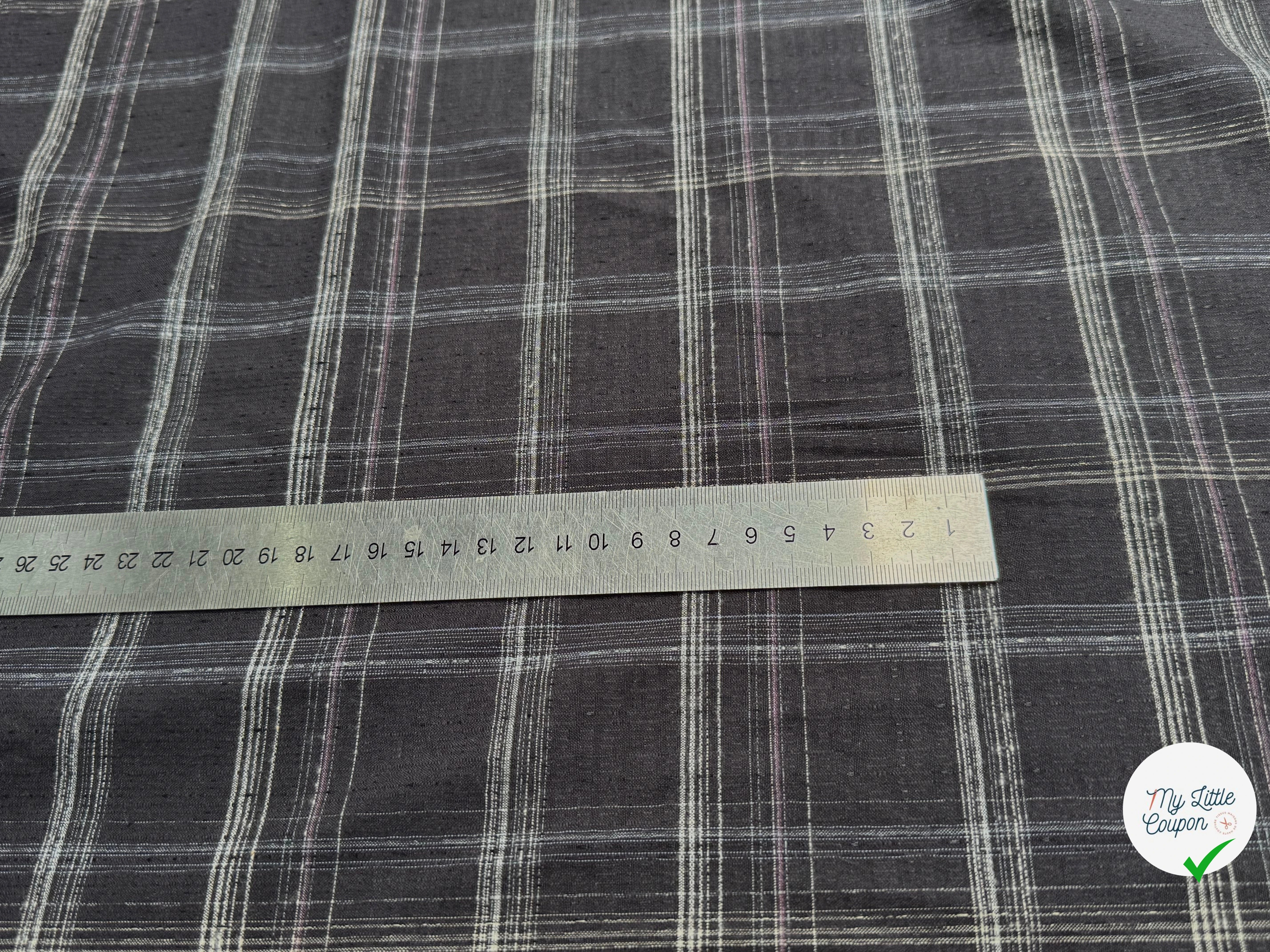 COTON CHEMISE LÉGÈREMENT DUVETEUX À CARREAUX GRIS NAVY - My Little Coupon