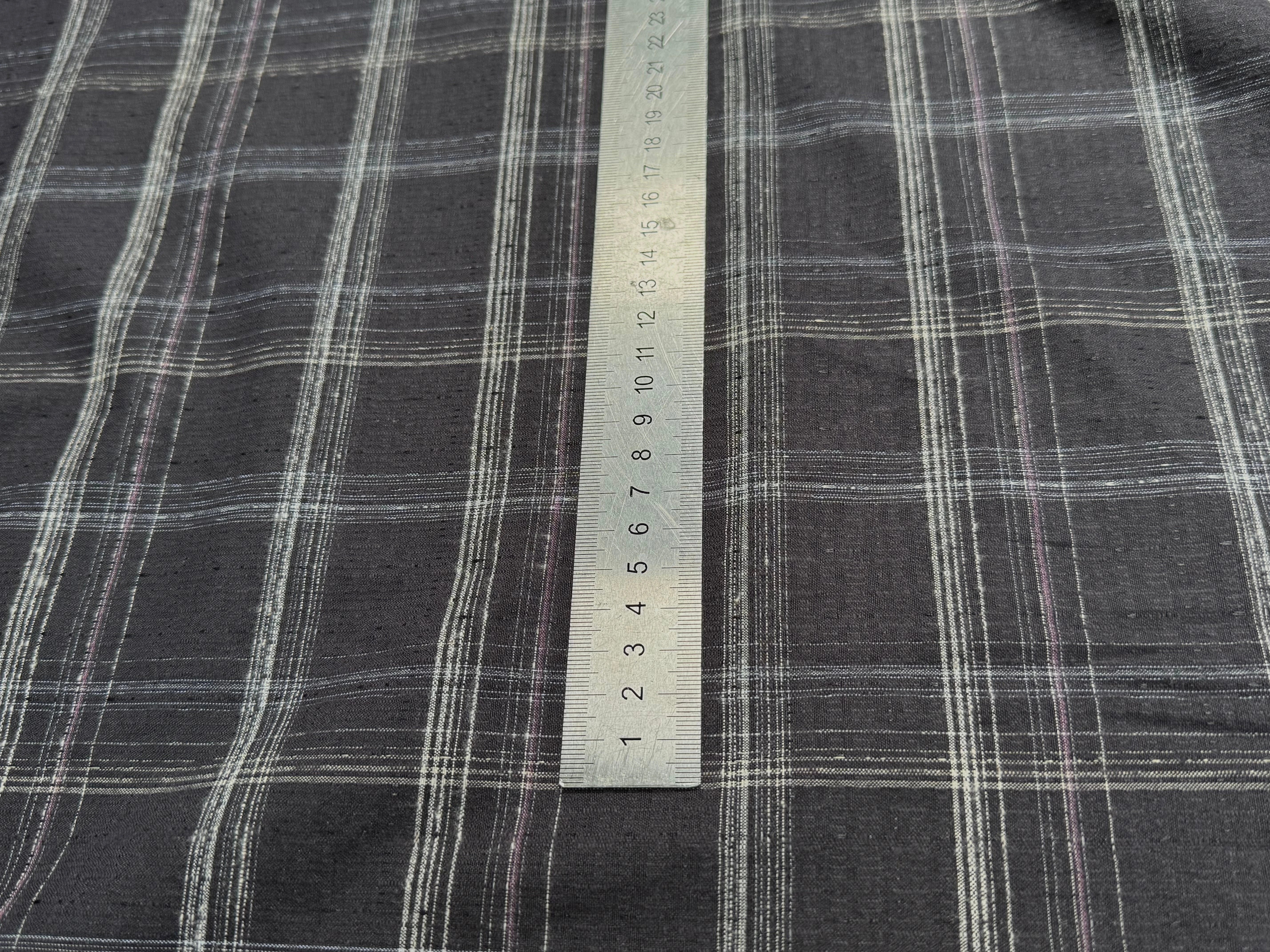 COTON CHEMISE LÉGÈREMENT DUVETEUX À CARREAUX GRIS NAVY - My Little Coupon