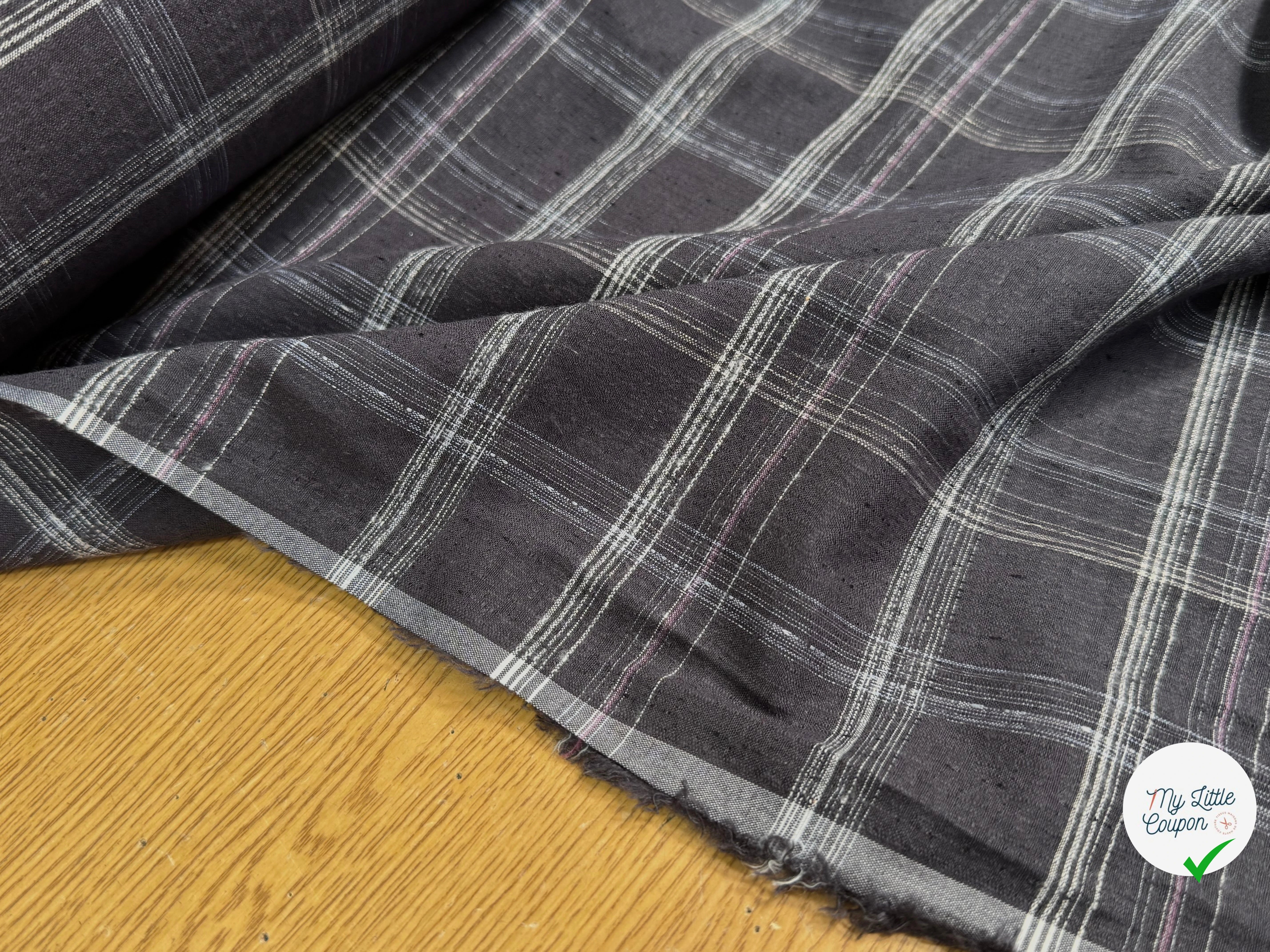COTON CHEMISE LÉGÈREMENT DUVETEUX À CARREAUX GRIS NAVY - My Little Coupon