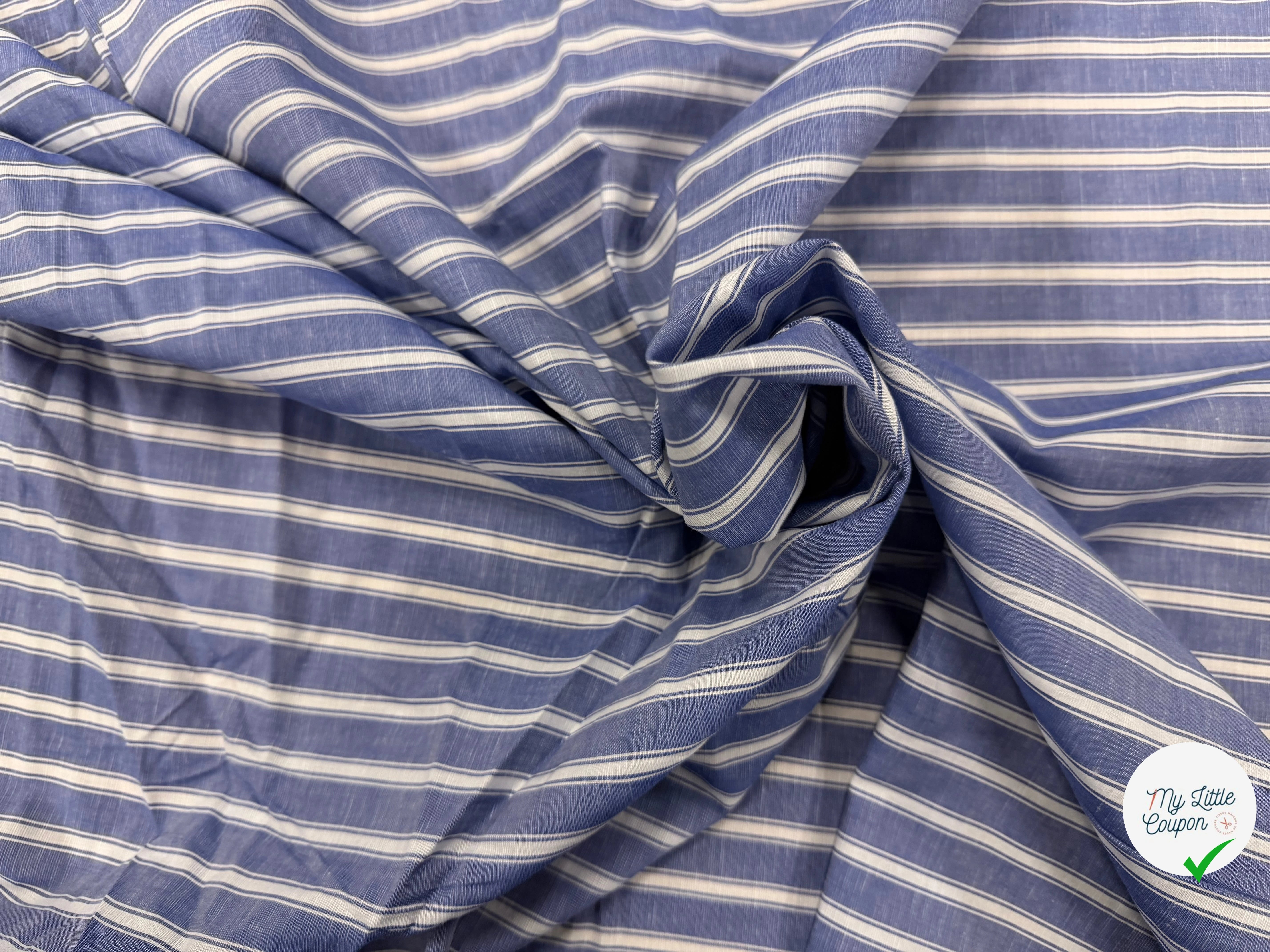 COTON CHEMISE RAYURES BLANCHES SUR BLEU - My Little Coupon