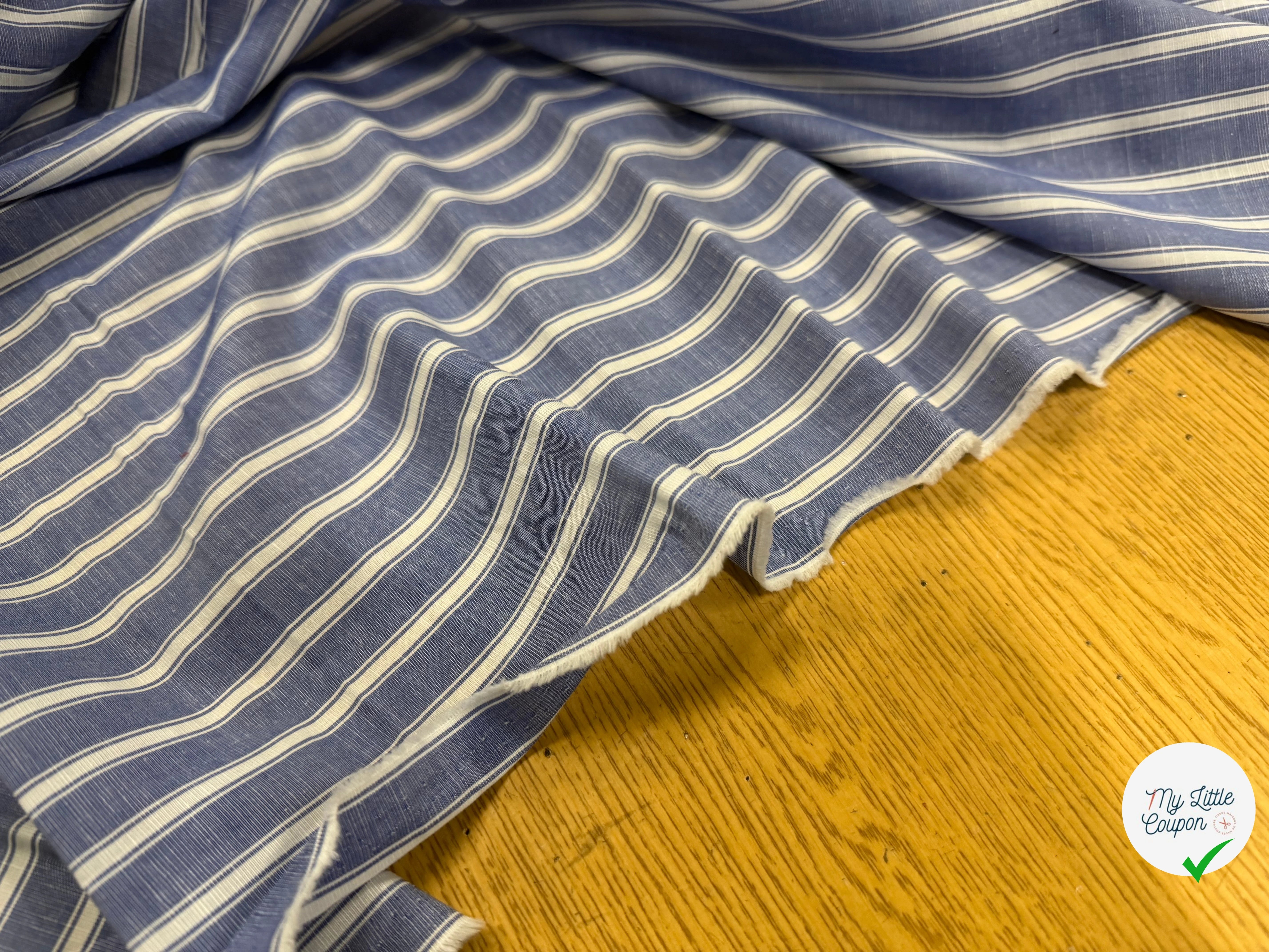 COTON CHEMISE RAYURES BLANCHES SUR BLEU - My Little Coupon