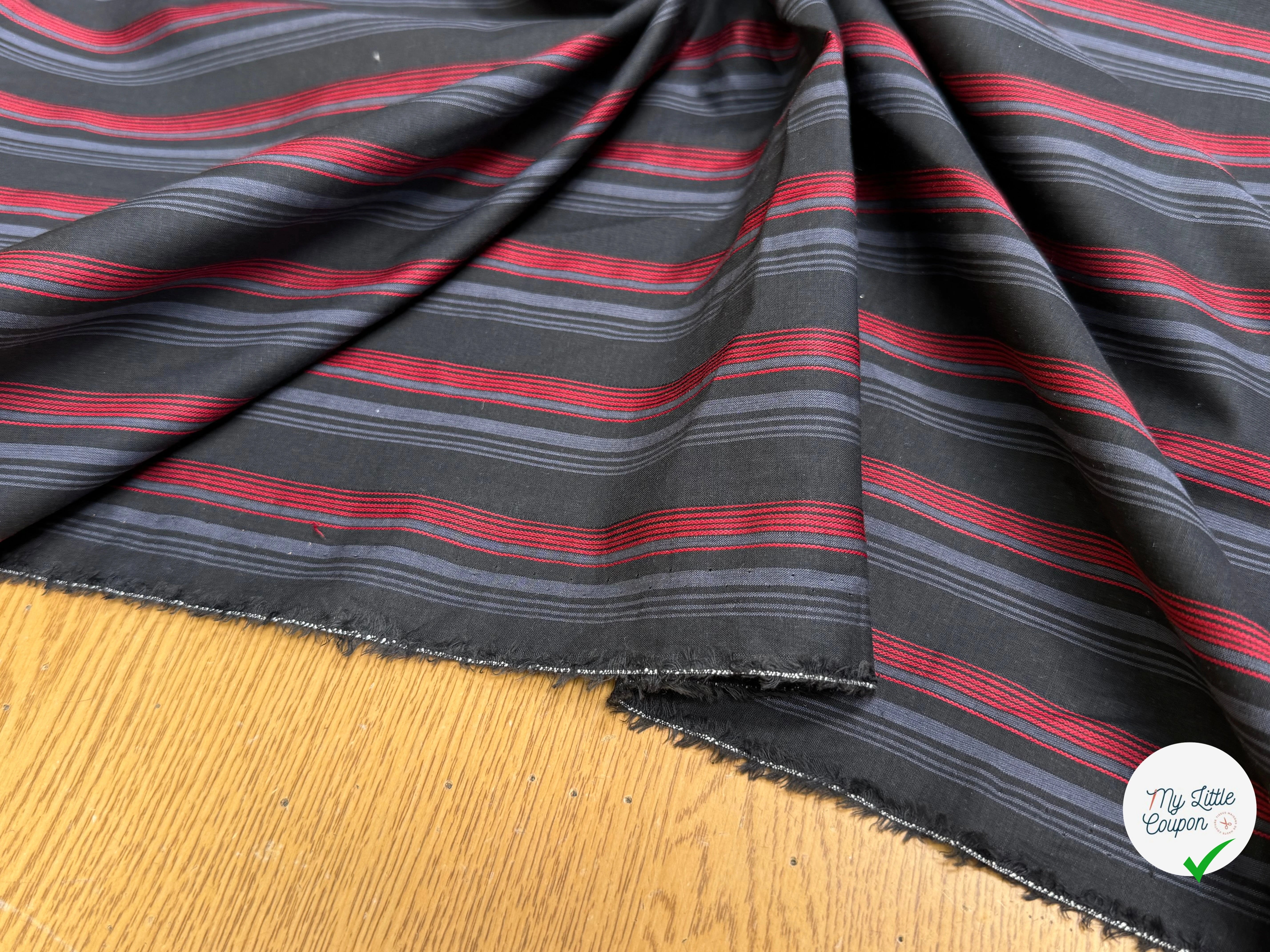 COTON CHEMISE RAYURES MULTICOLORS ROUGE BLEU NOIR - My Little Coupon