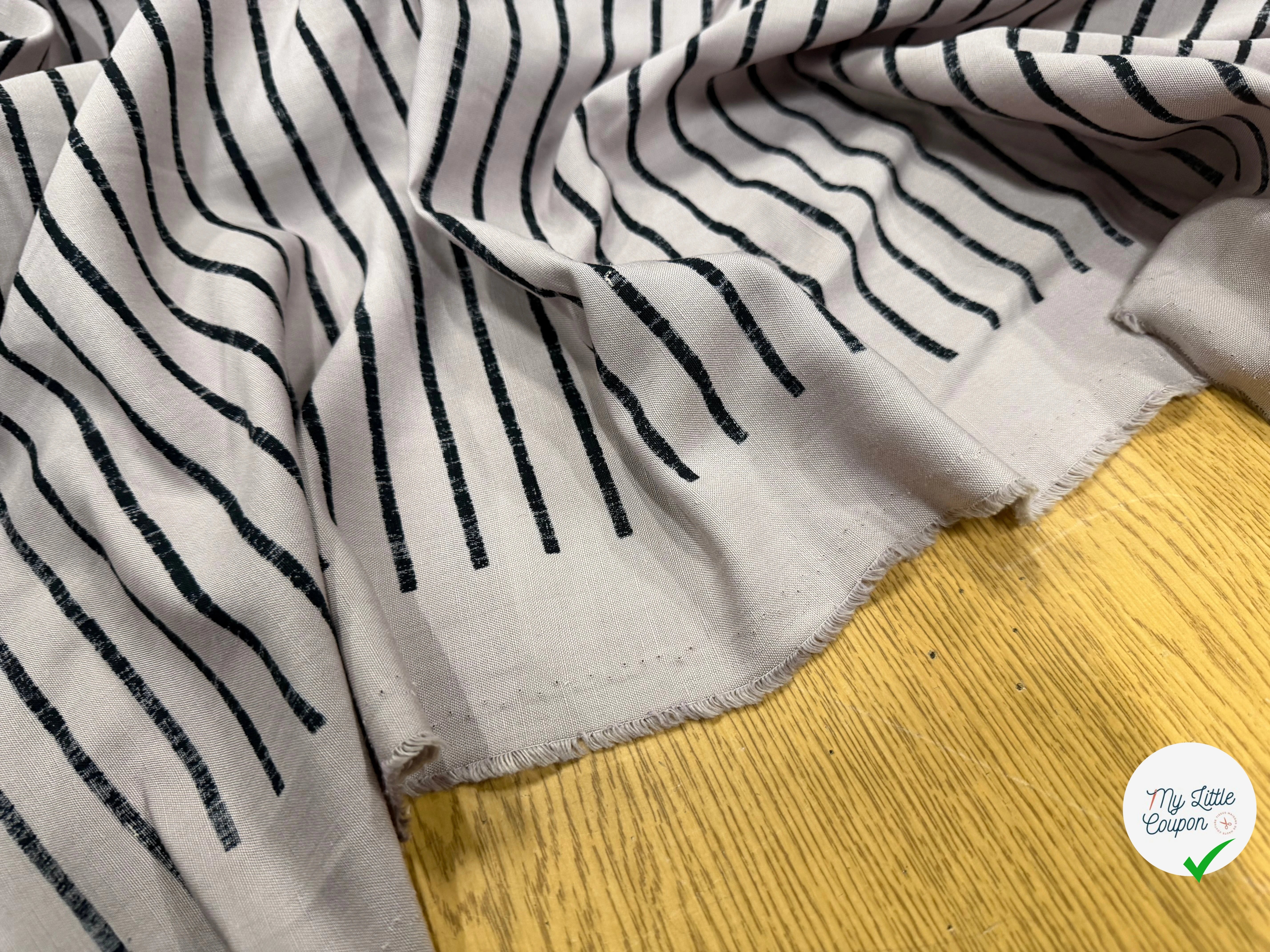 COTON CHEMISIE RAYURES NOIRES FOND BEIGE - My Little Coupon