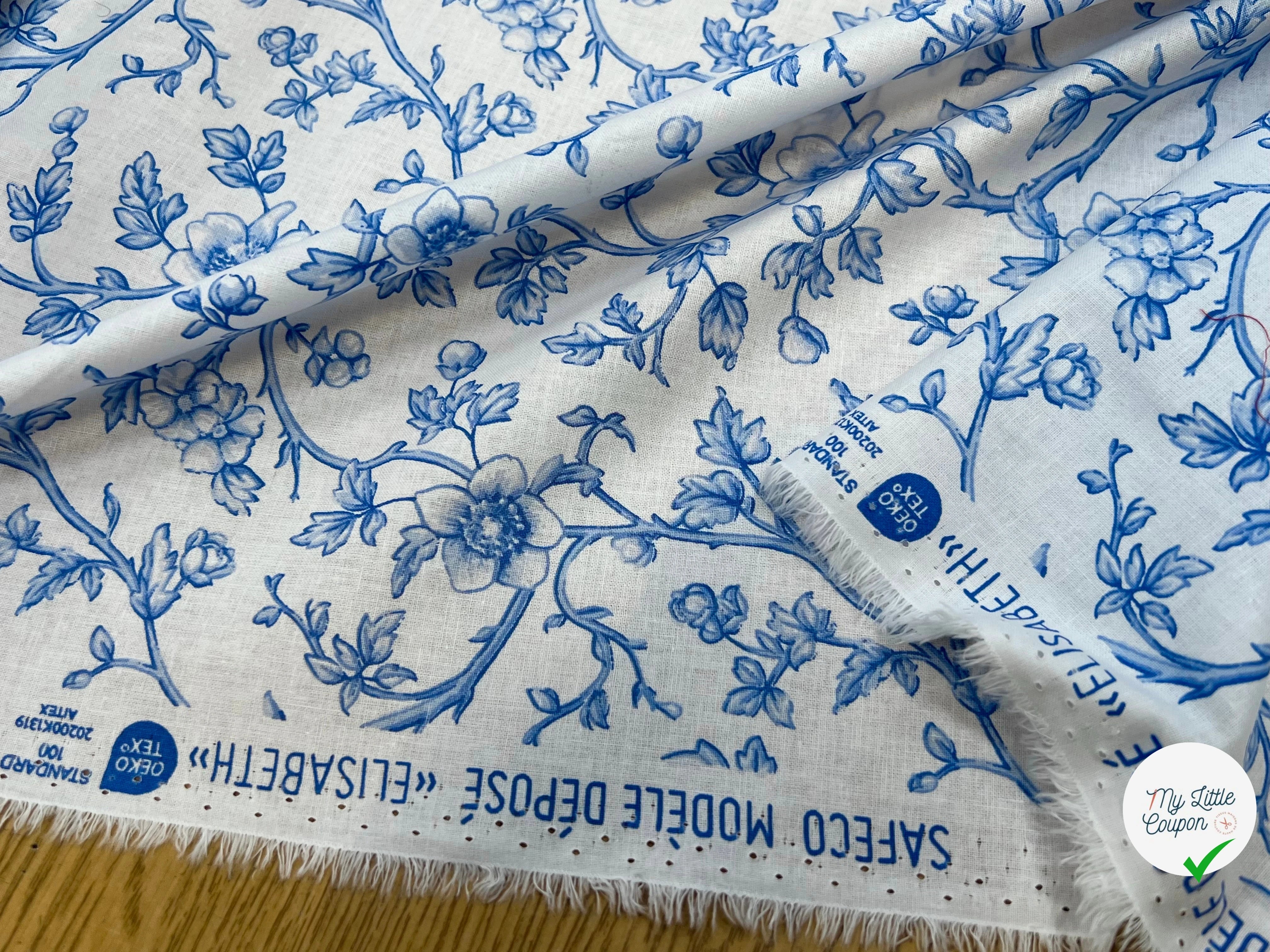 COTON ELISABETH BLEU 150 CM - My Little Coupon