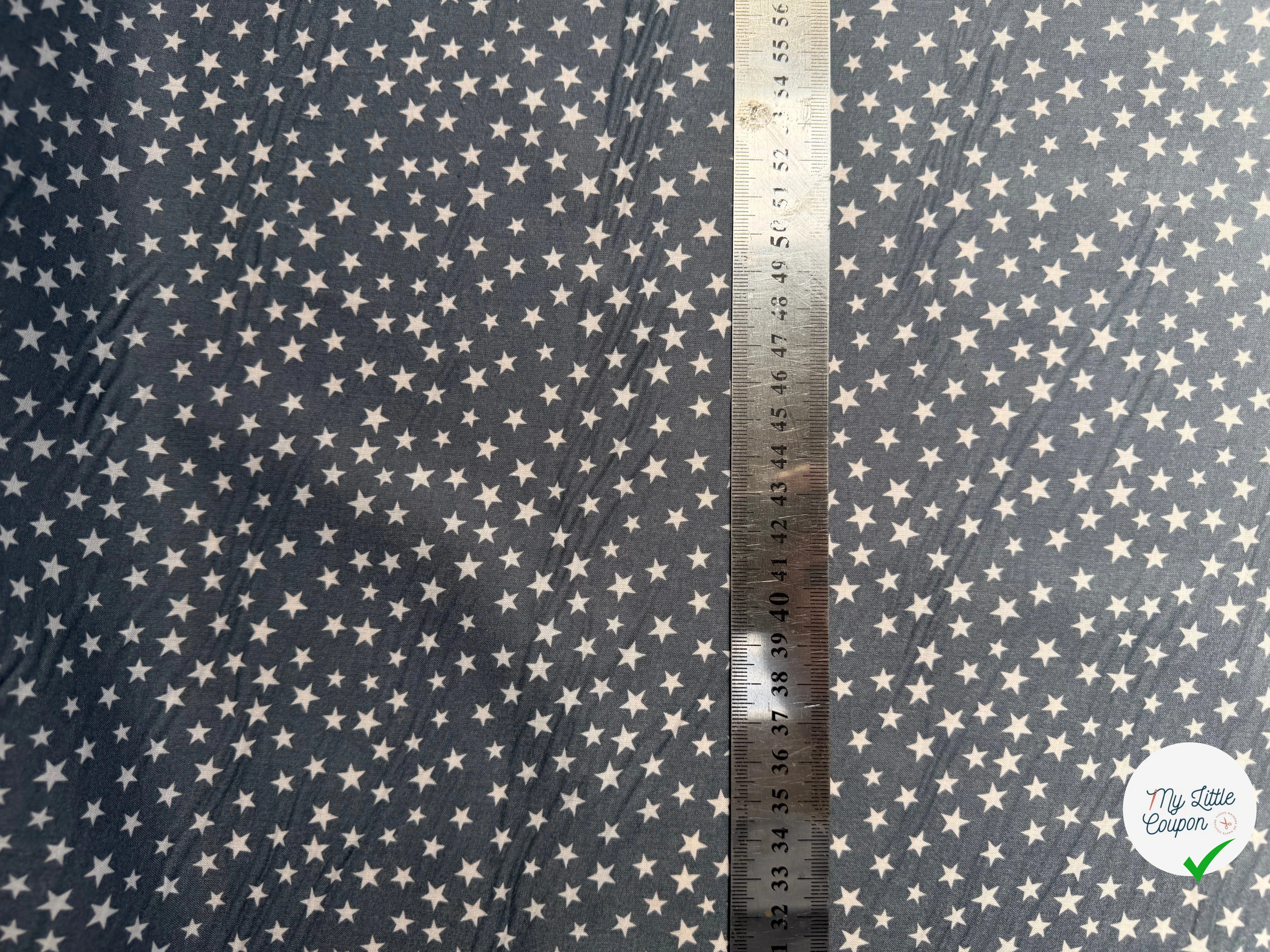 COTON ETOILES FOND BLEU GRIS - My Little Coupon