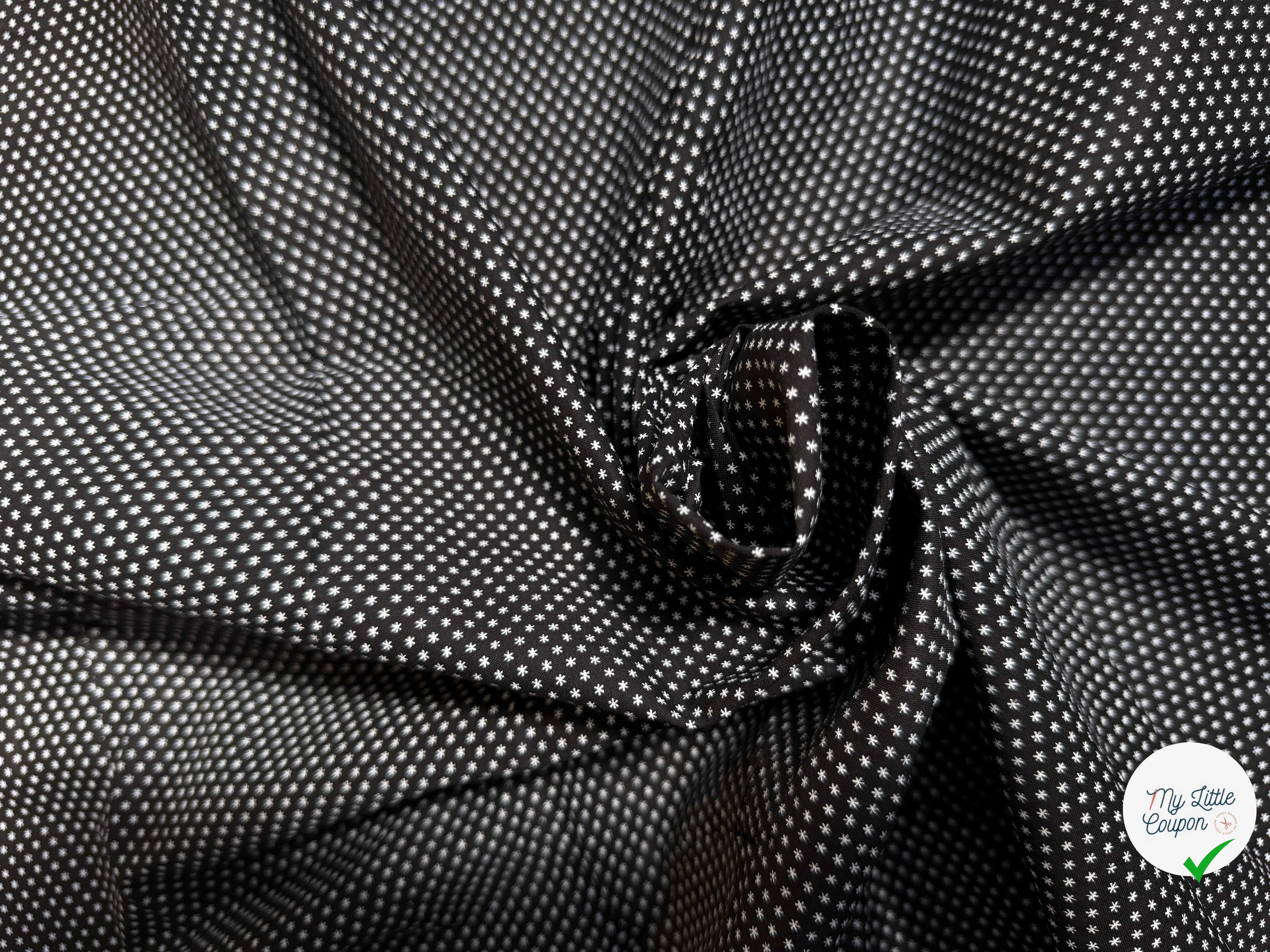 COTON FERMIÈRE NOIR ÉTOILES BLANCHES - My Little Coupon