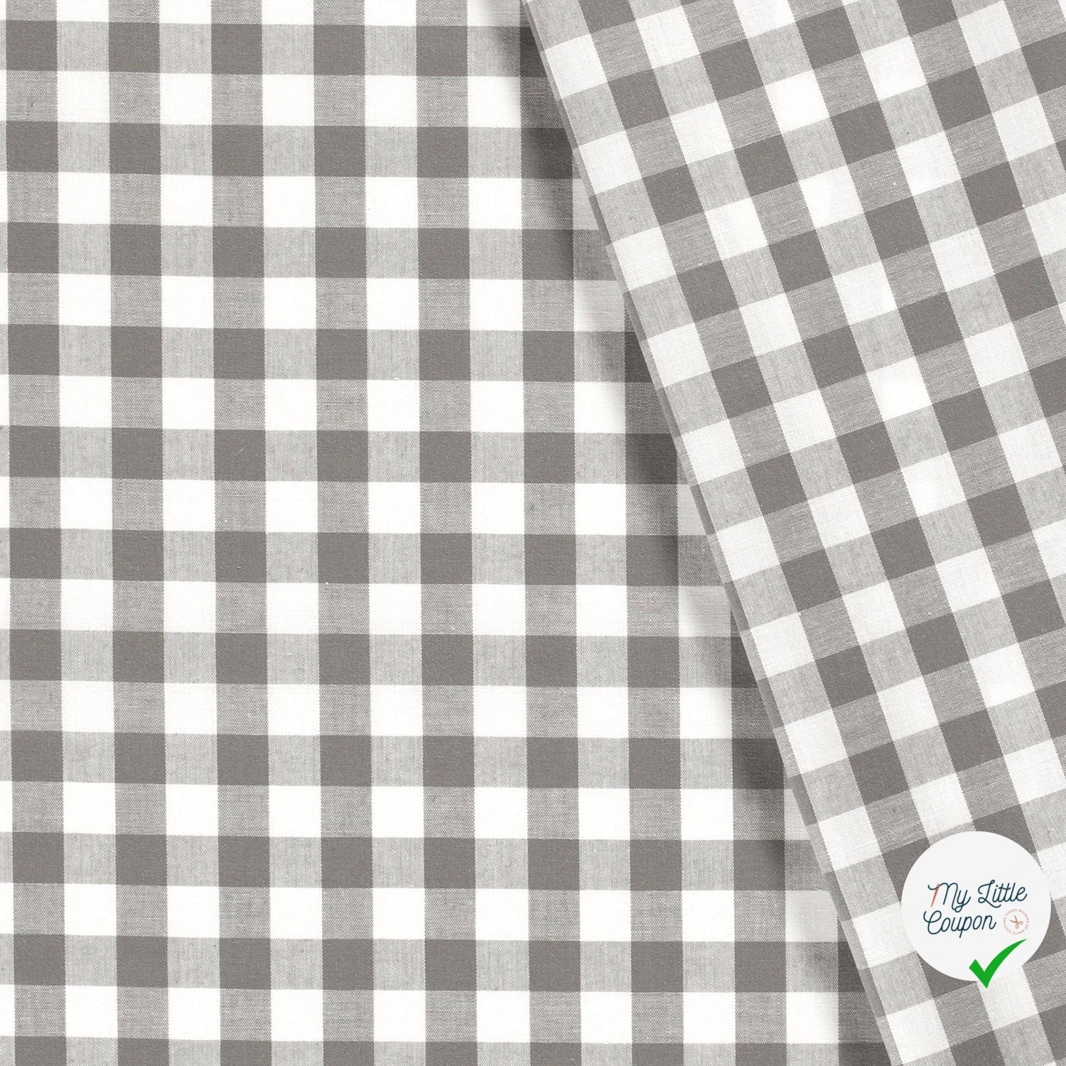 COTON FIL TEINT CARREAUX GRIS FONCÉ - My Little Coupon