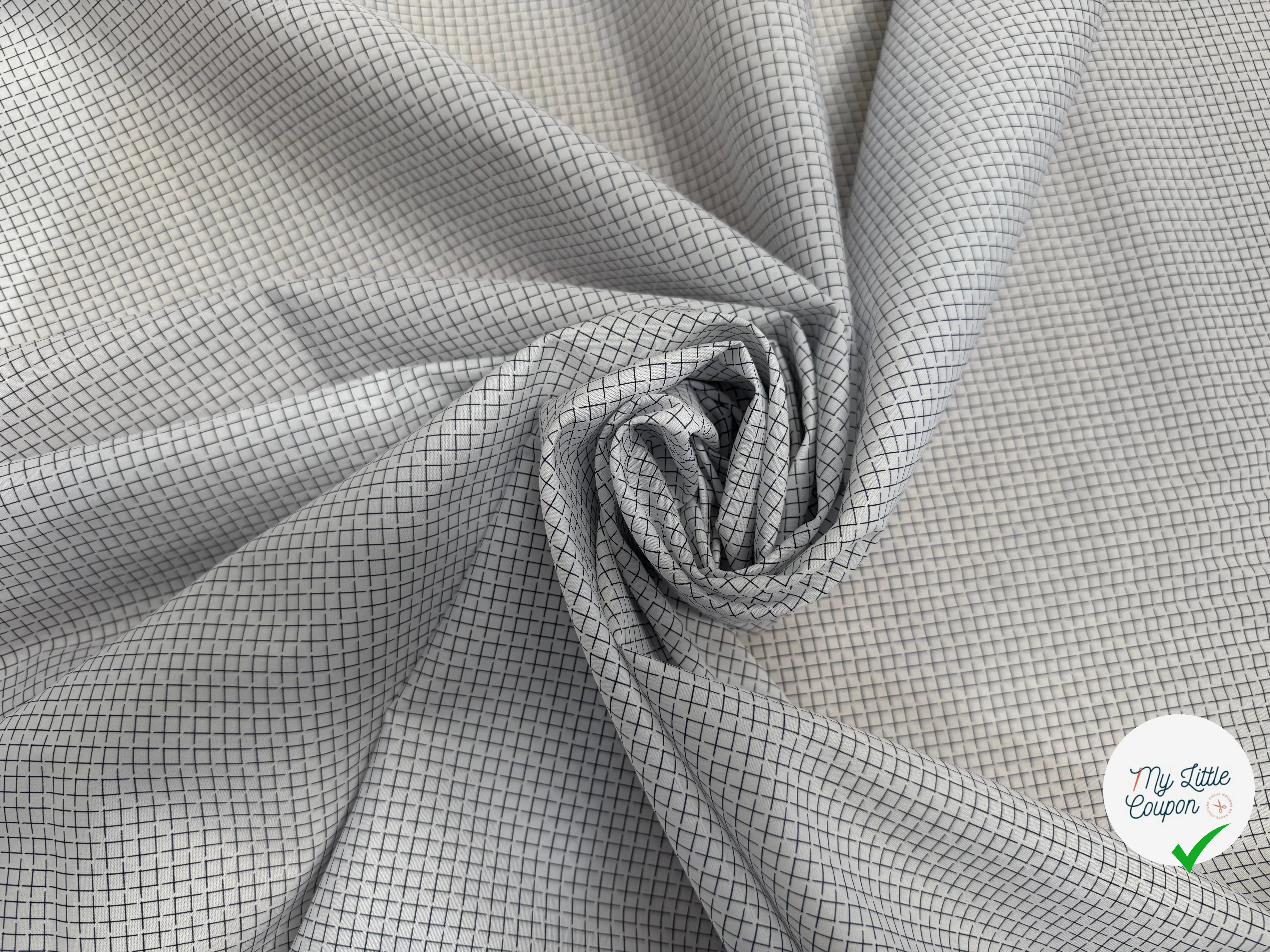 COTON FIN FOND BLANC À CARREAUX NOIR - My Little Coupon