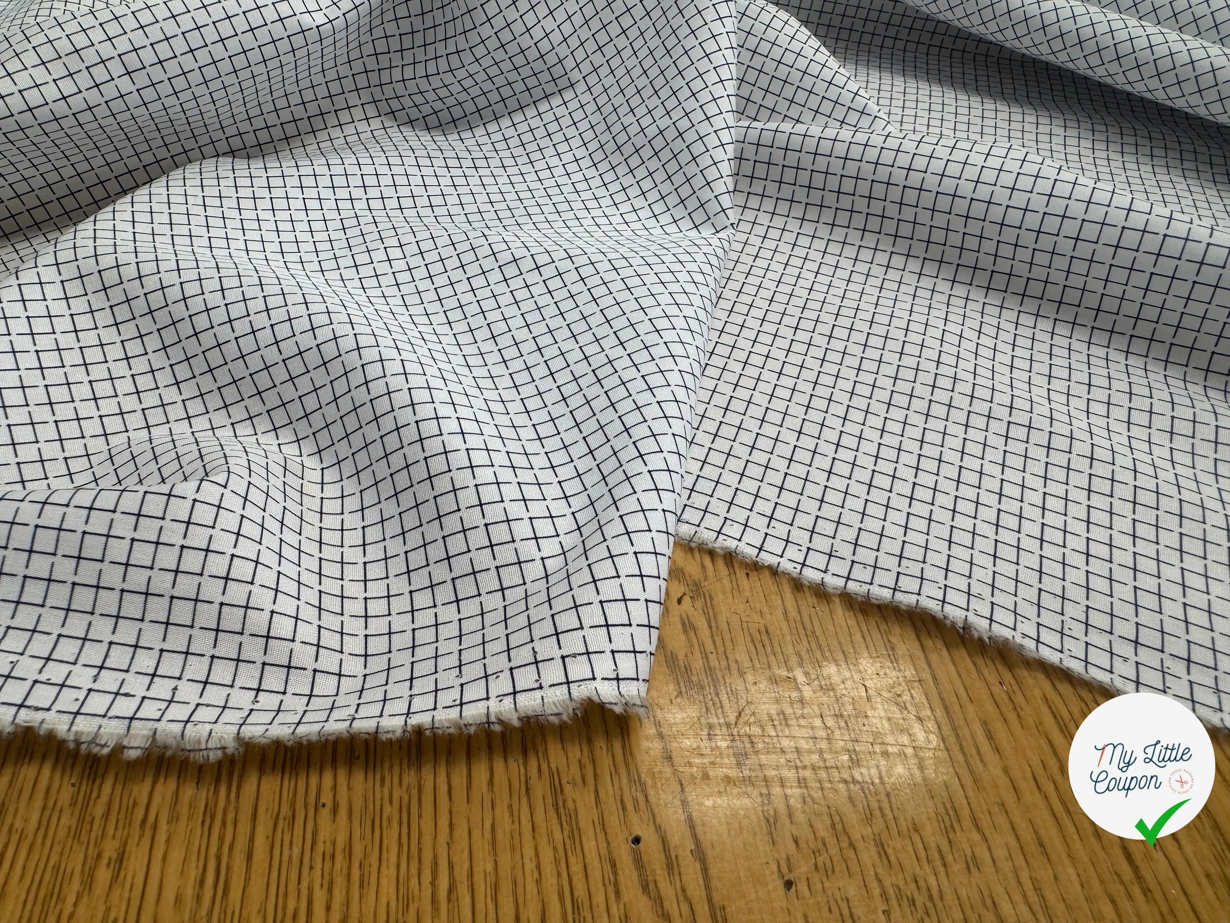 COTON FIN FOND BLANC À CARREAUX NOIR - My Little Coupon