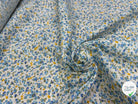 COTON FLEURS JAUNE BLEU FOND BLANC - My Little Coupon