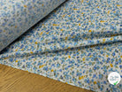 COTON FLEURS JAUNE BLEU FOND BLANC - My Little Coupon