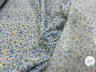 COTON FLEURS JAUNE BLEU FOND BLANC - My Little Coupon