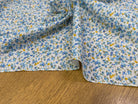 COTON FLEURS JAUNE BLEU FOND BLANC - My Little Coupon