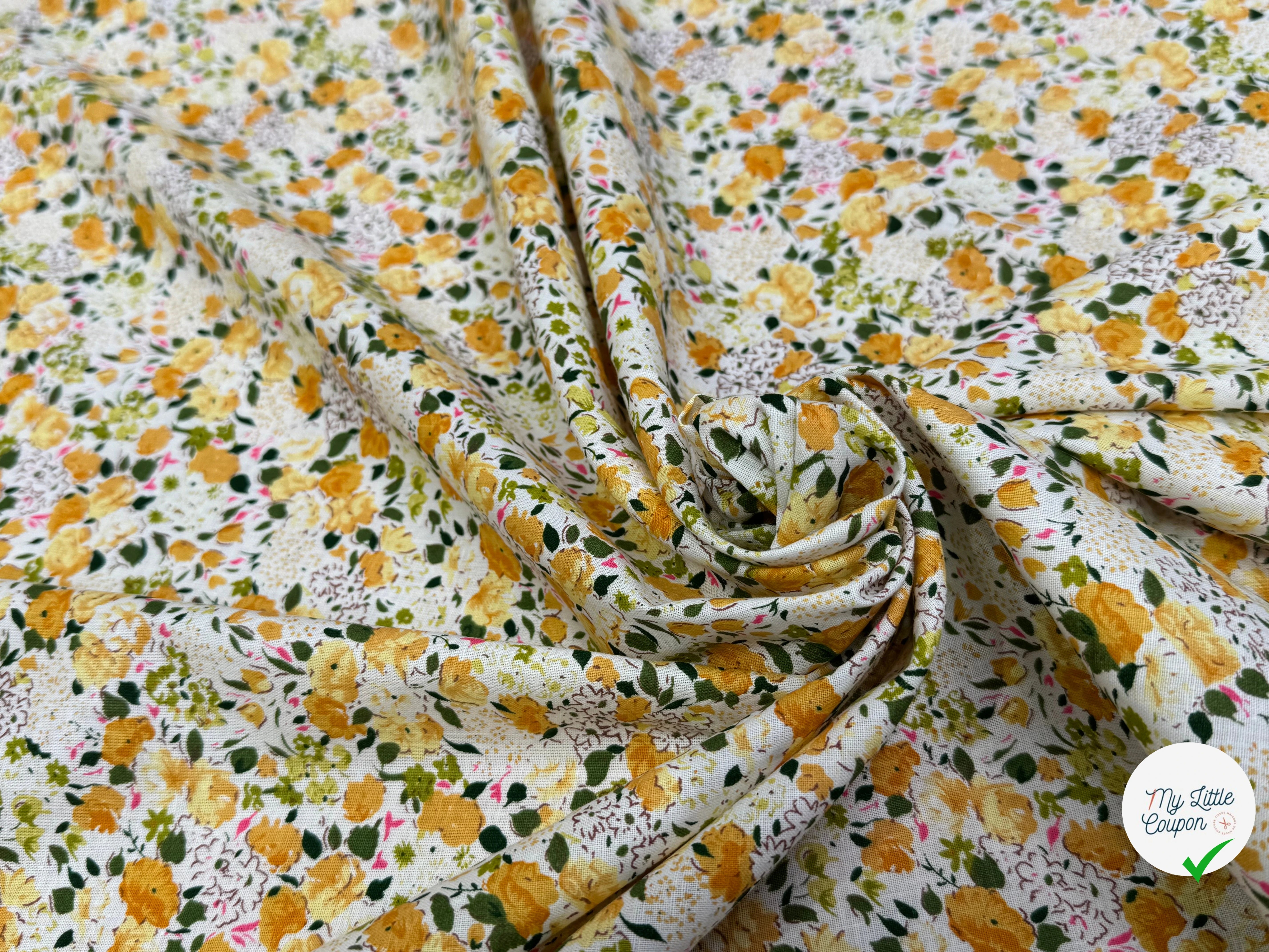 COTON FLEURS ORANGE & VERT - My Little Coupon