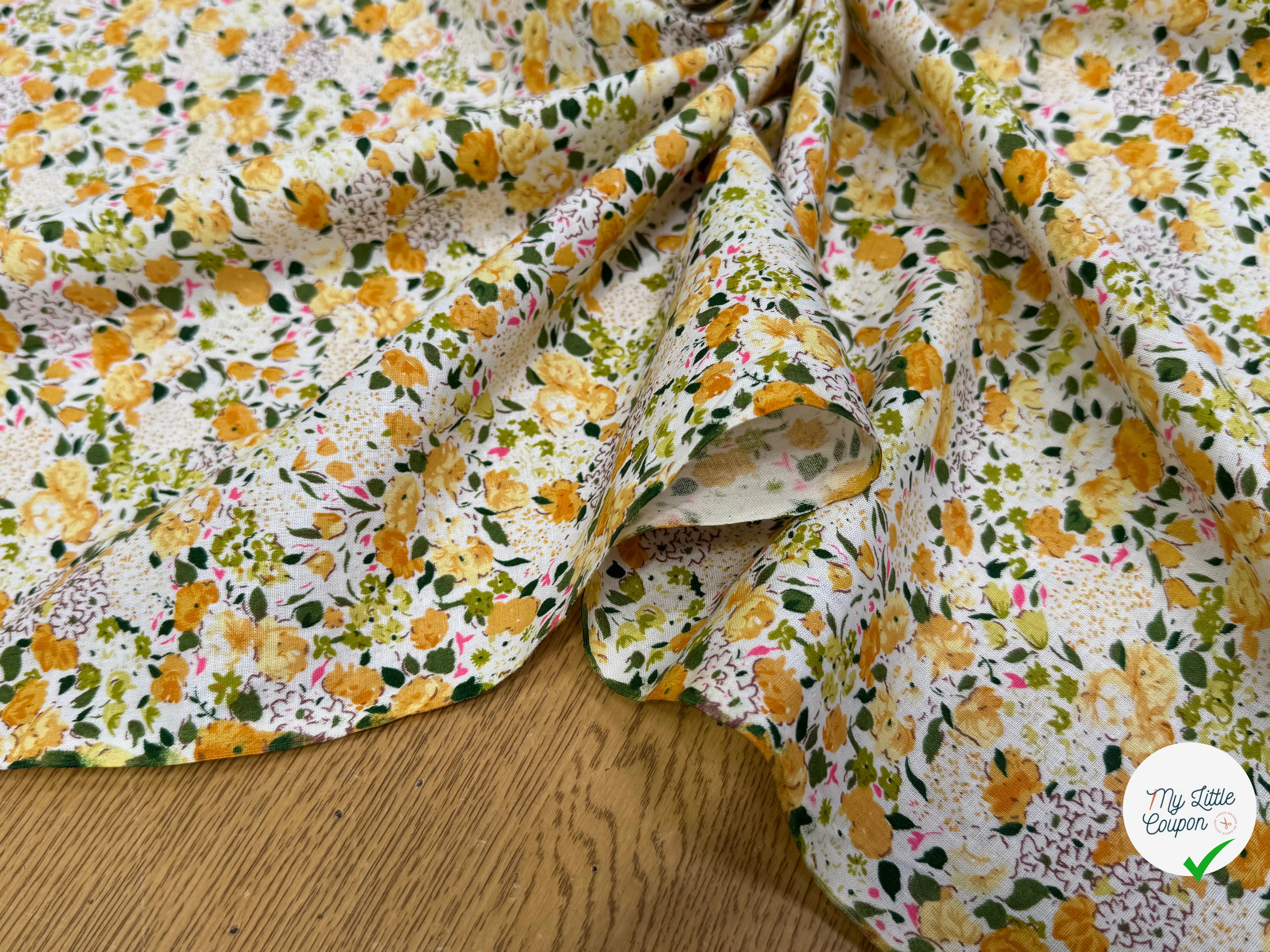 COTON FLEURS ORANGE & VERT - My Little Coupon