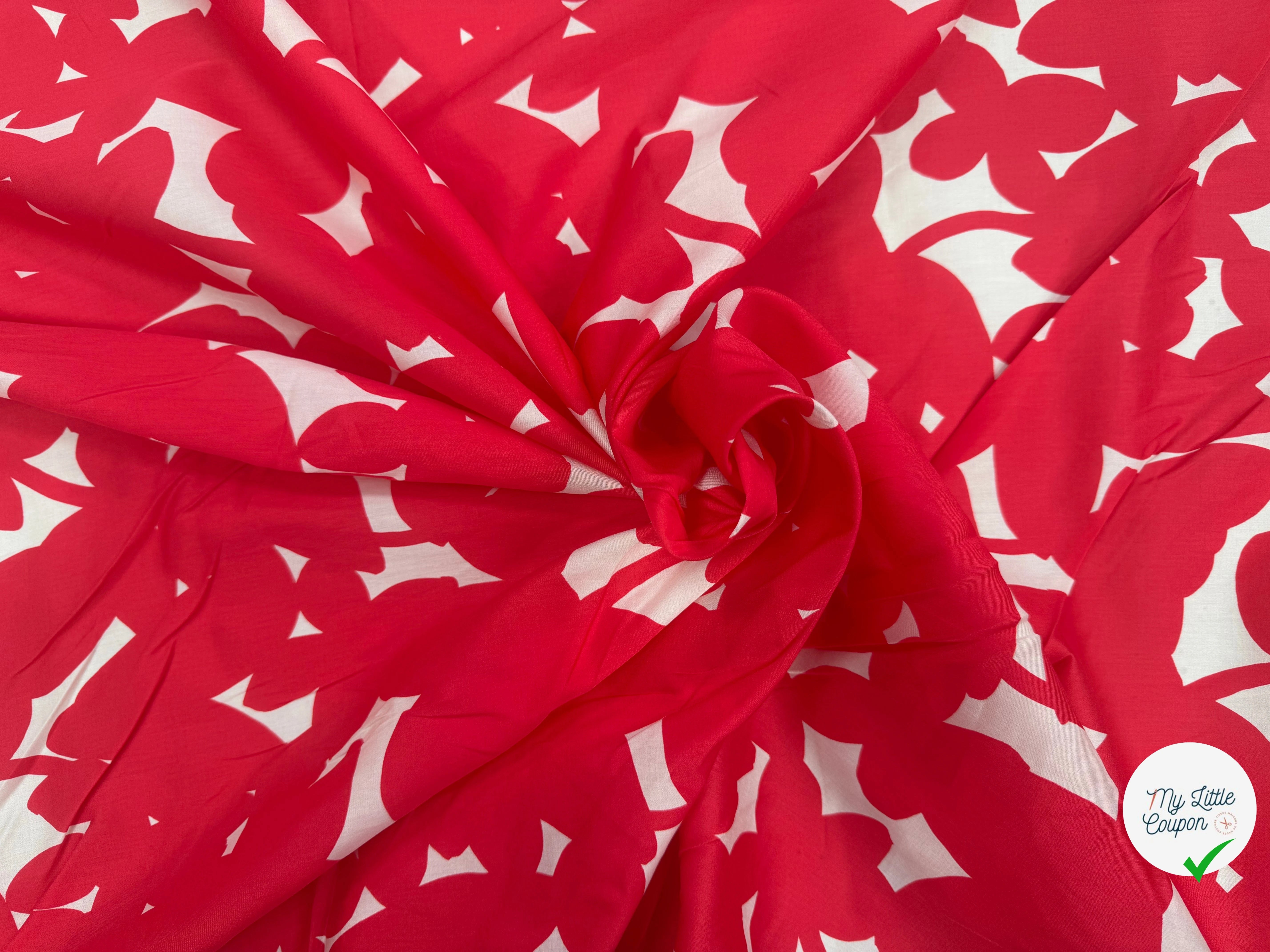 Tissu coton graphique à motif d'ombres rouge