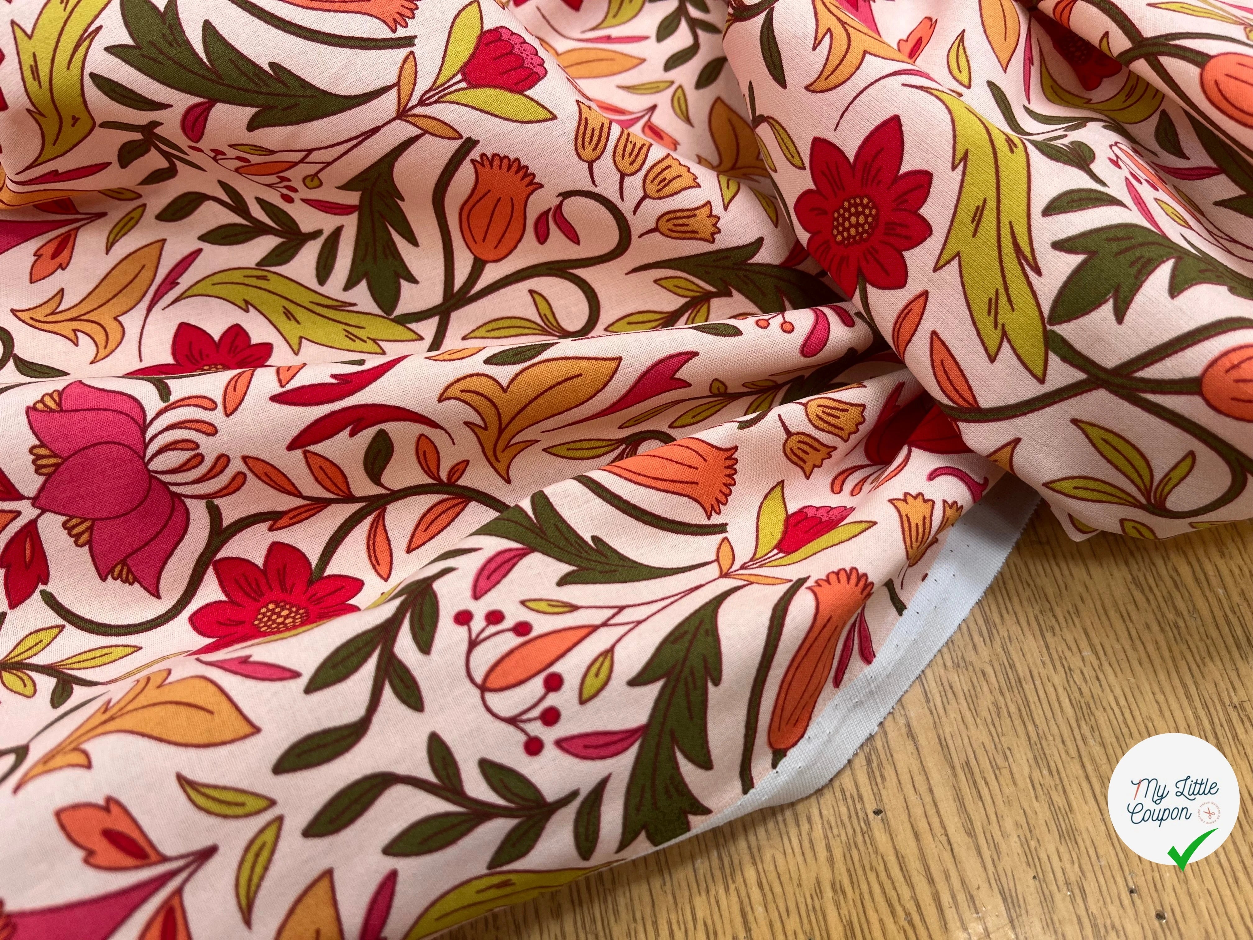 COTON IMPRIMÉ ALPHONSE PÊCHE / ROSE - My Little Coupon