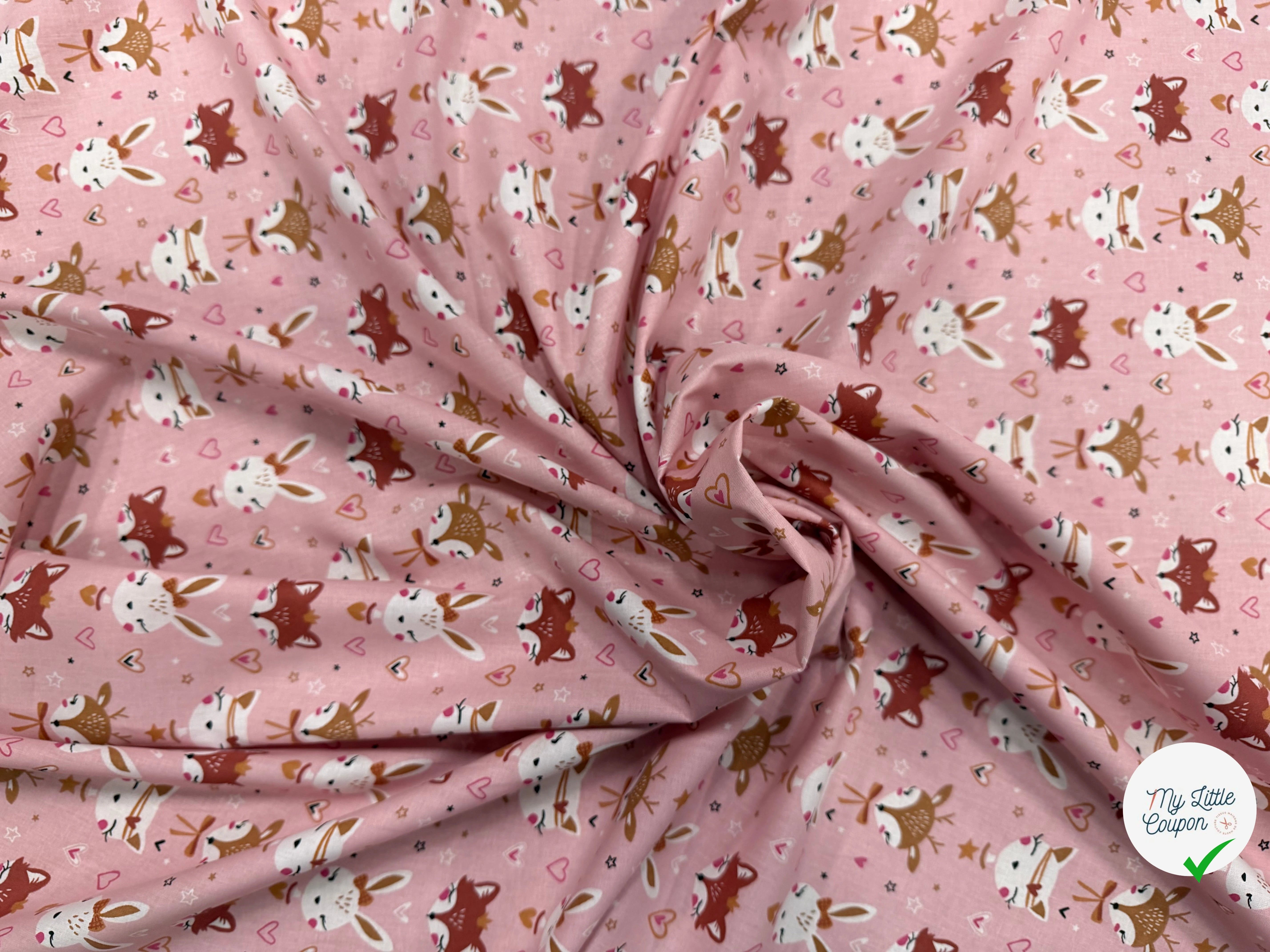 COTON IMPRIMÉ ANIBEL ROSE / MARRON - My Little Coupon