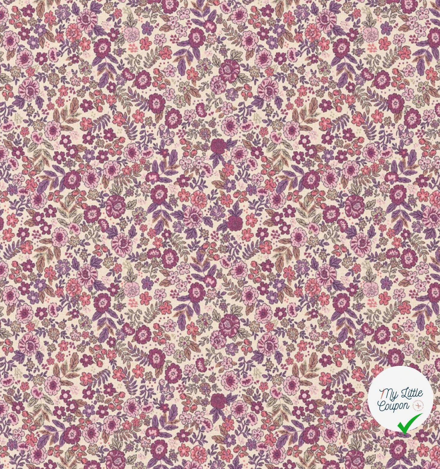 COTON IMPRIMÉ BARBARA ECRU / VIOLET - My Little Coupon