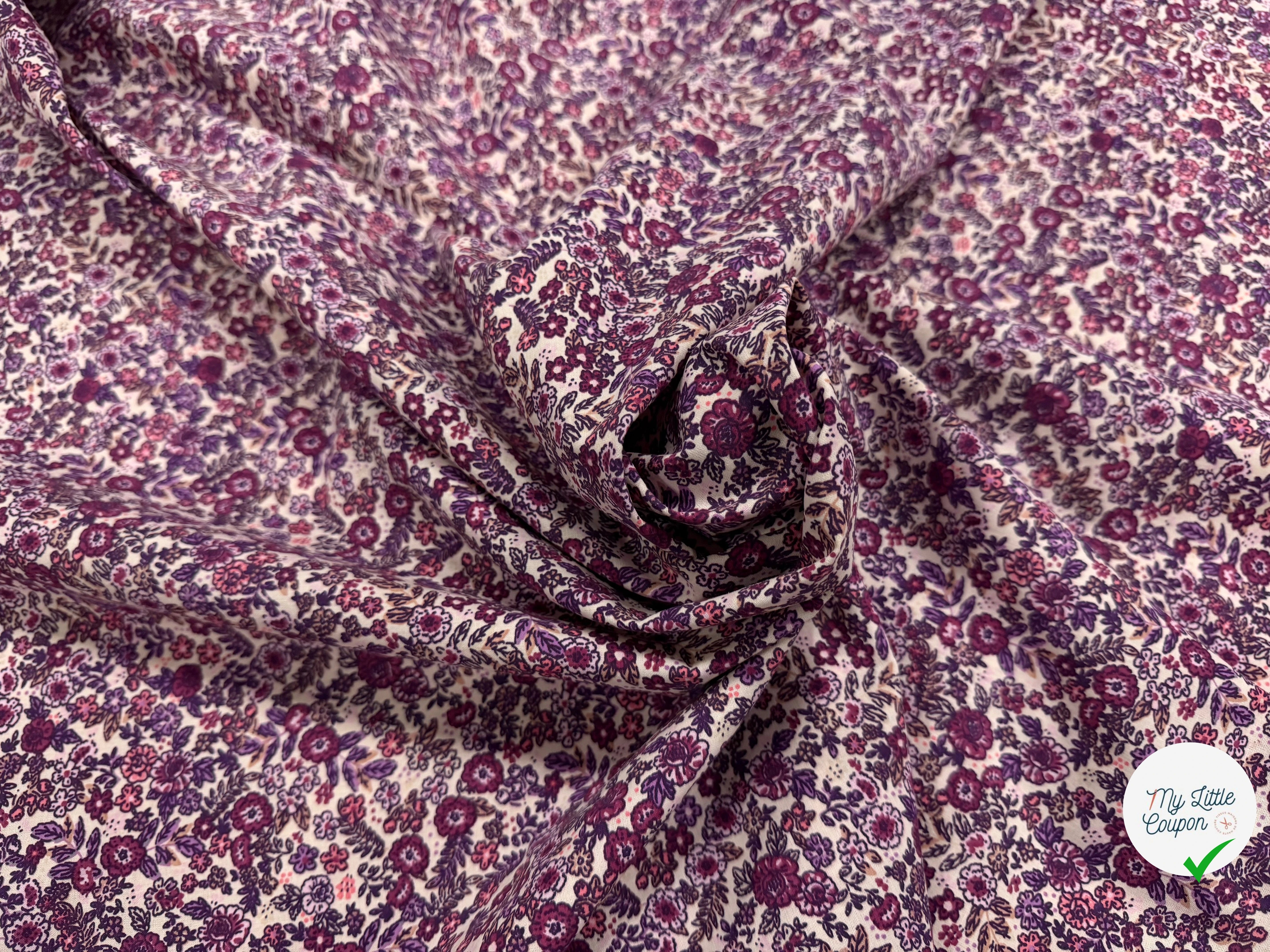 COTON IMPRIMÉ BARBARA ECRU / VIOLET - My Little Coupon