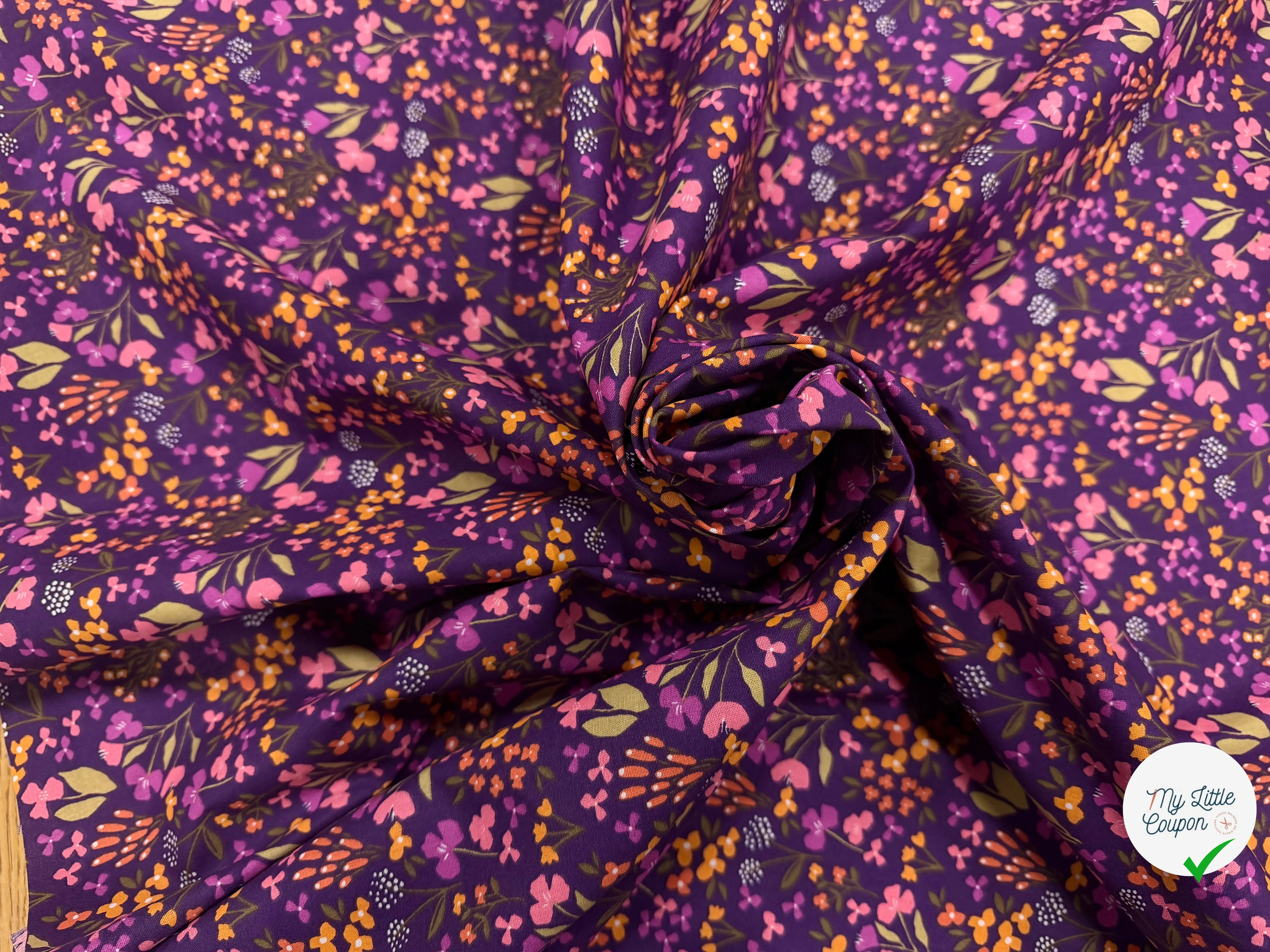COTON IMPRIMÉ BIBURY VIOLET / JAUNE - My Little Coupon