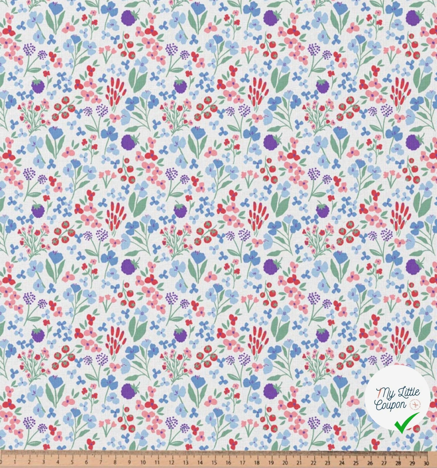 COTON IMPRIMÉ CELINE BLANC / BLEU OEK - My Little Coupon