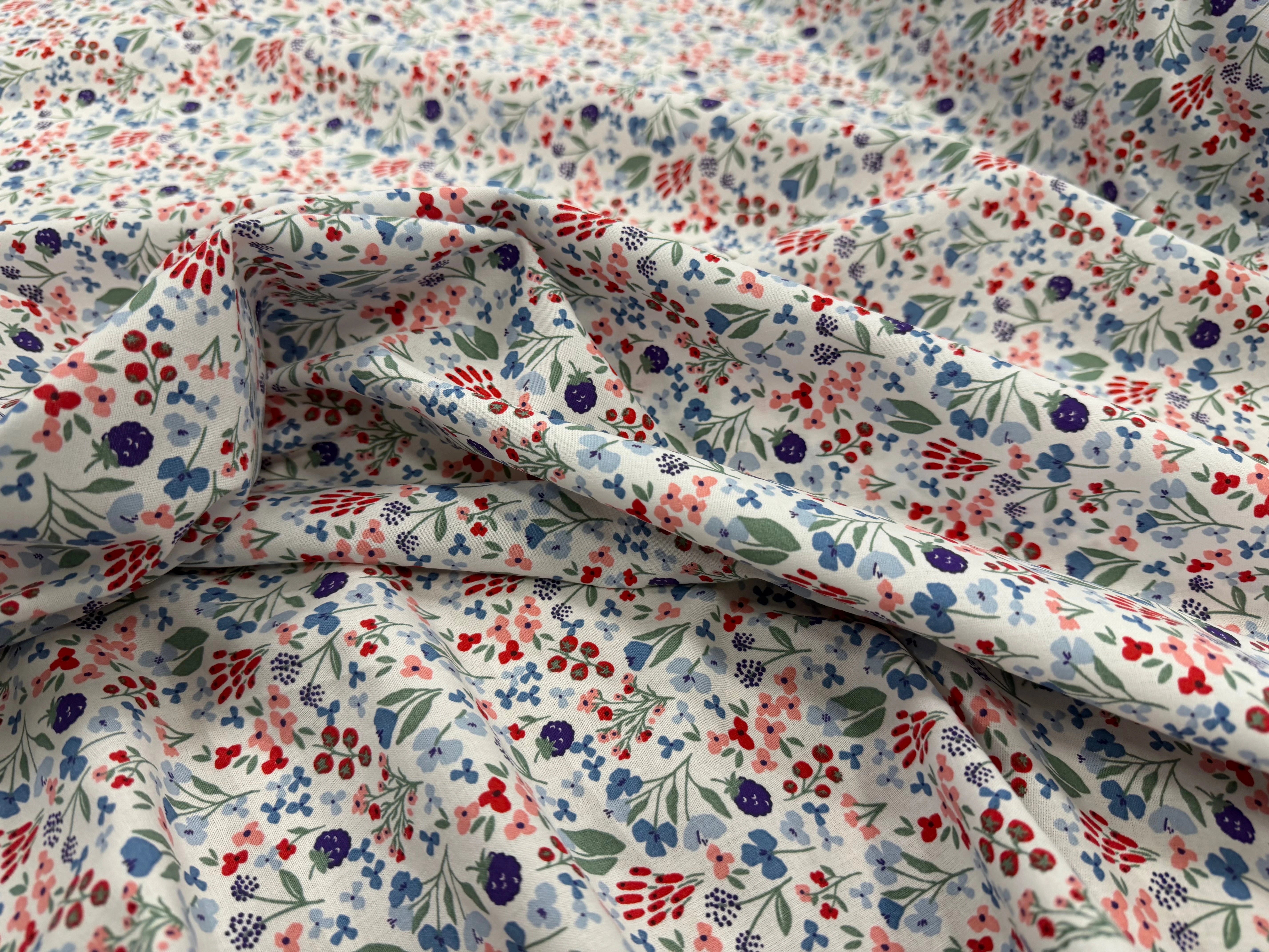 COTON IMPRIMÉ CELINE BLANC / BLEU OEK - My Little Coupon