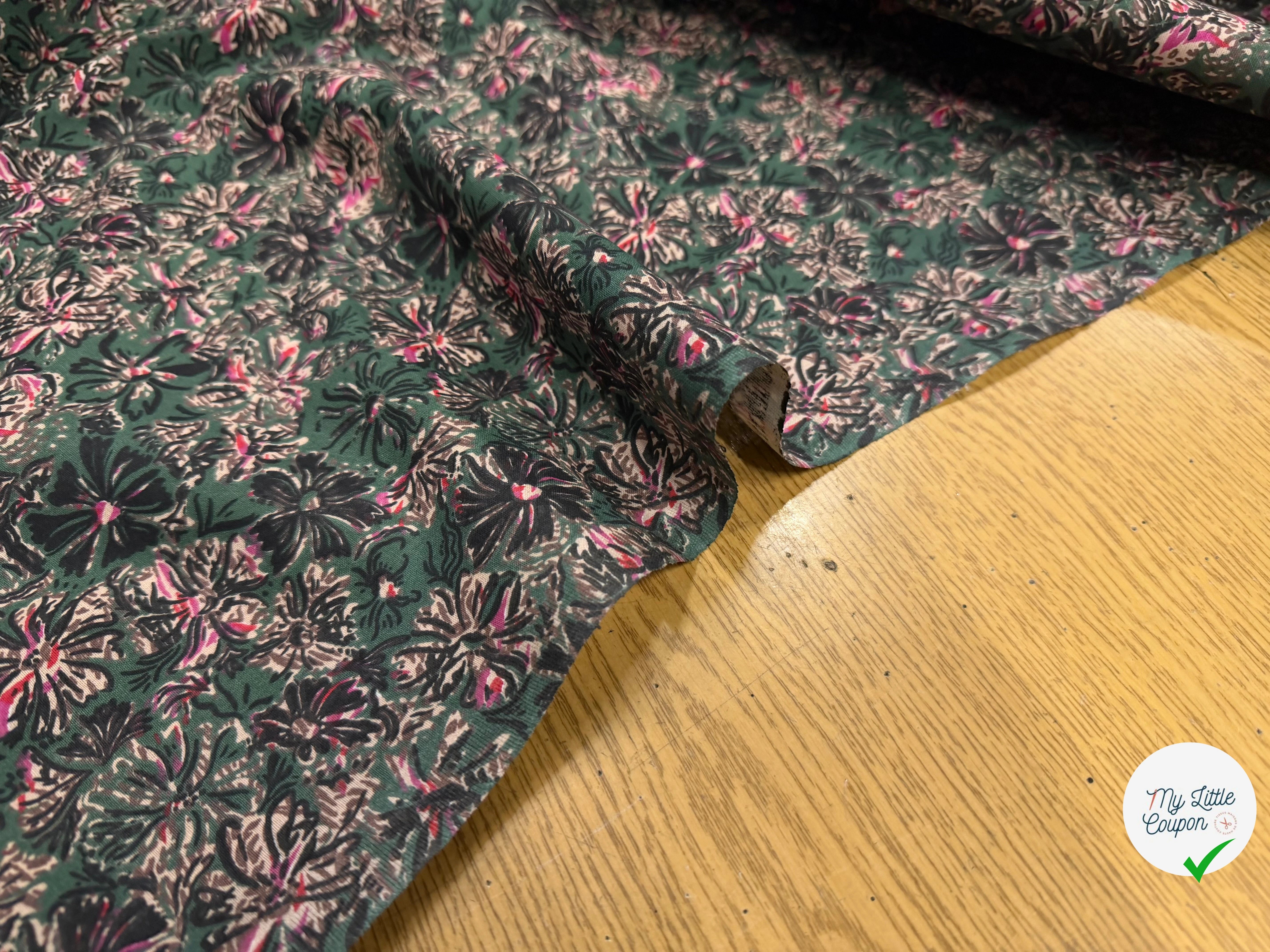 COTON IMPRIMÉ ENZA VERT / ROSE - My Little Coupon