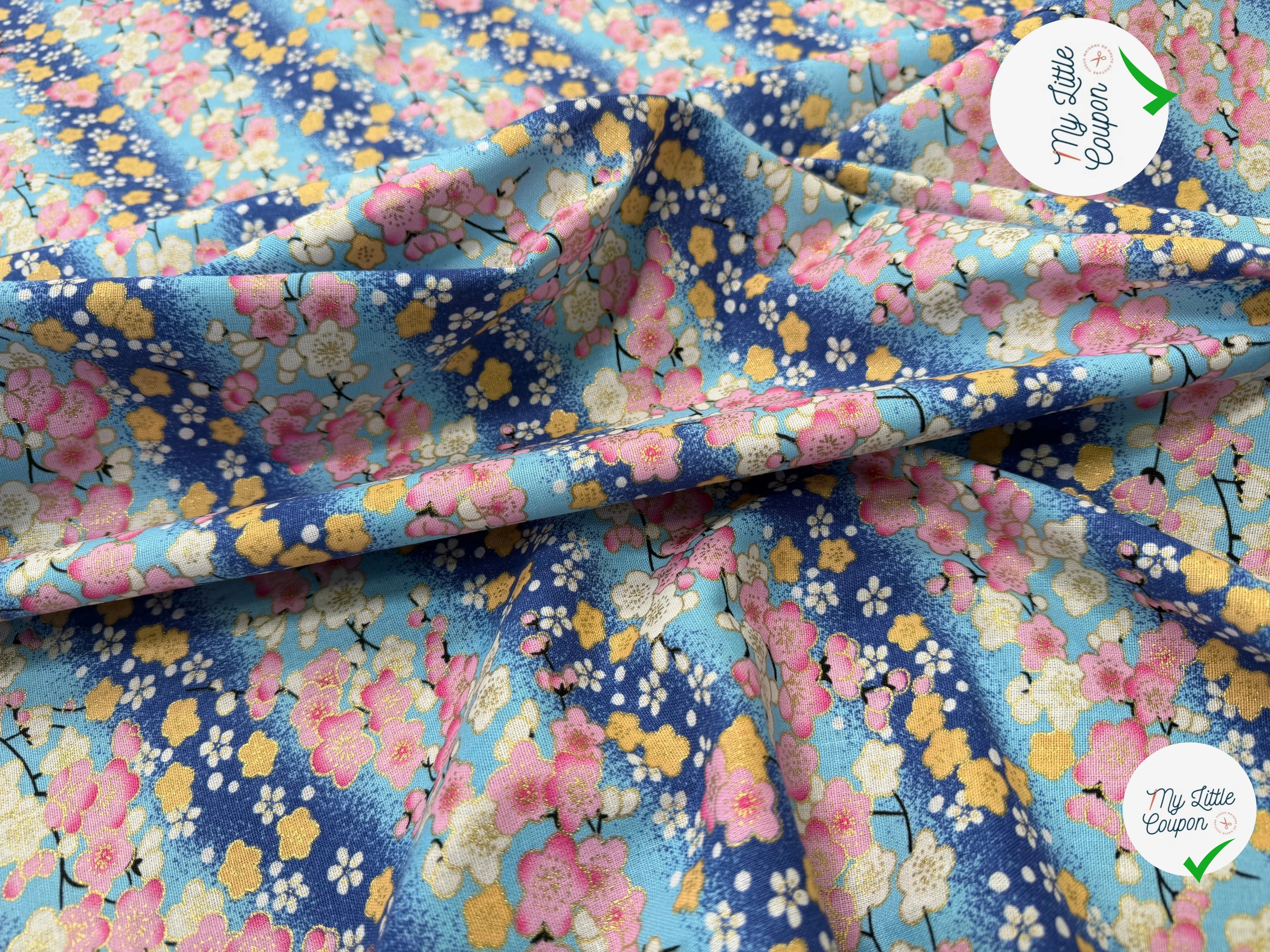 COTON IMPRIMÉ FOIL 08 BLEU 145 CM - My Little Coupon