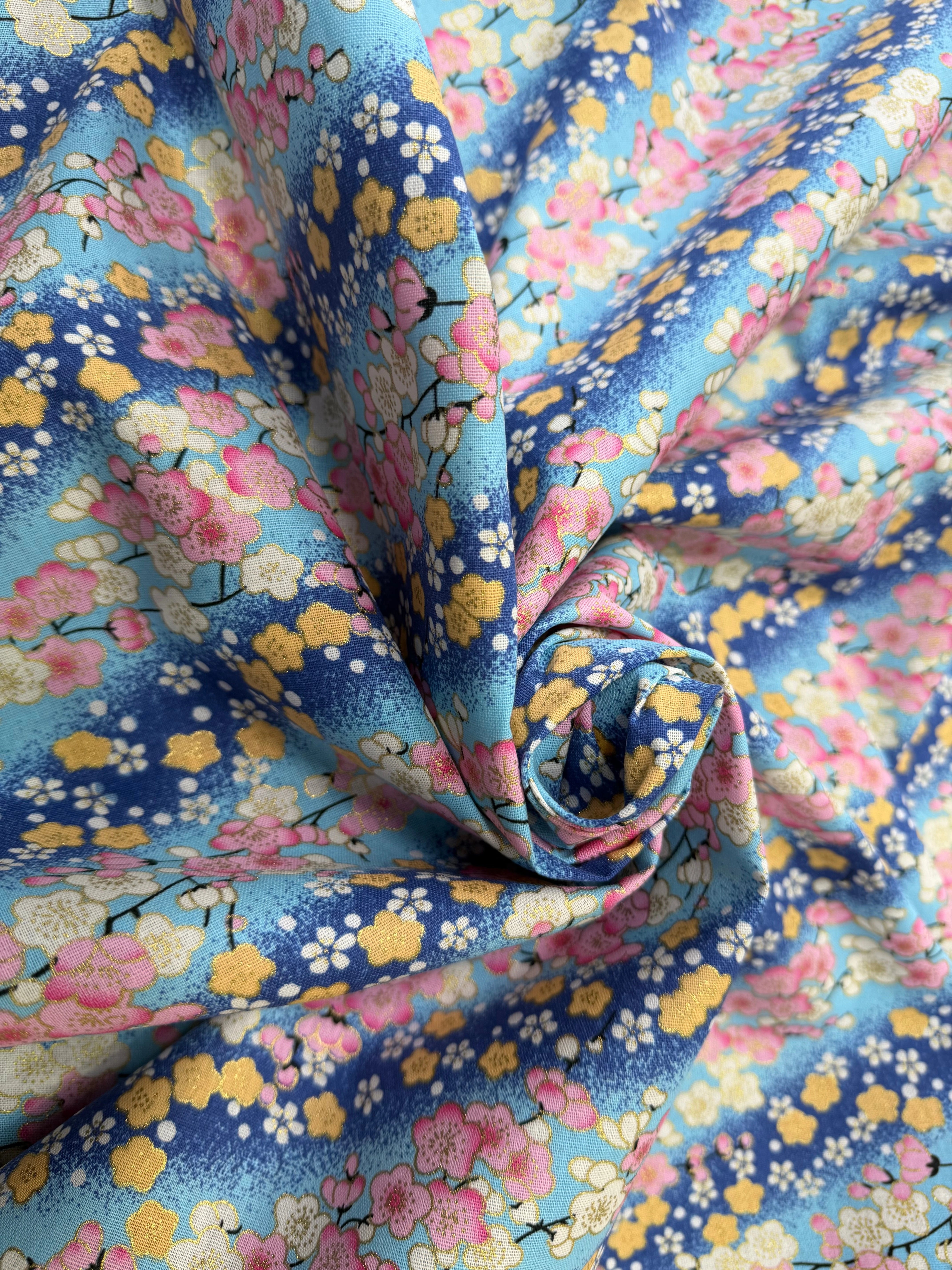 COTON IMPRIMÉ FOIL 08 BLEU 145 CM - My Little Coupon