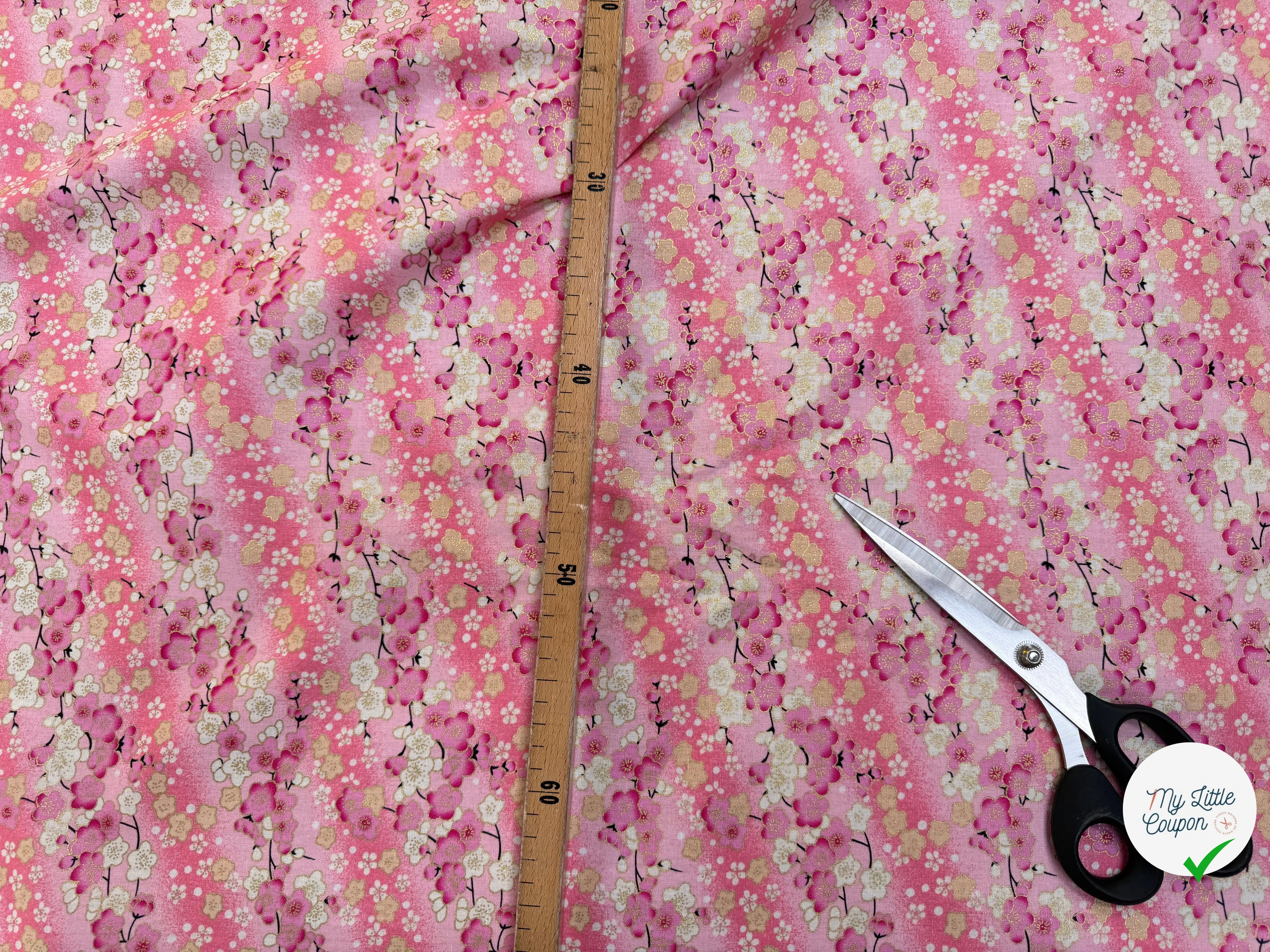 COTON IMPRIMÉ FOIL 09 ROSE 145 CM - My Little Coupon