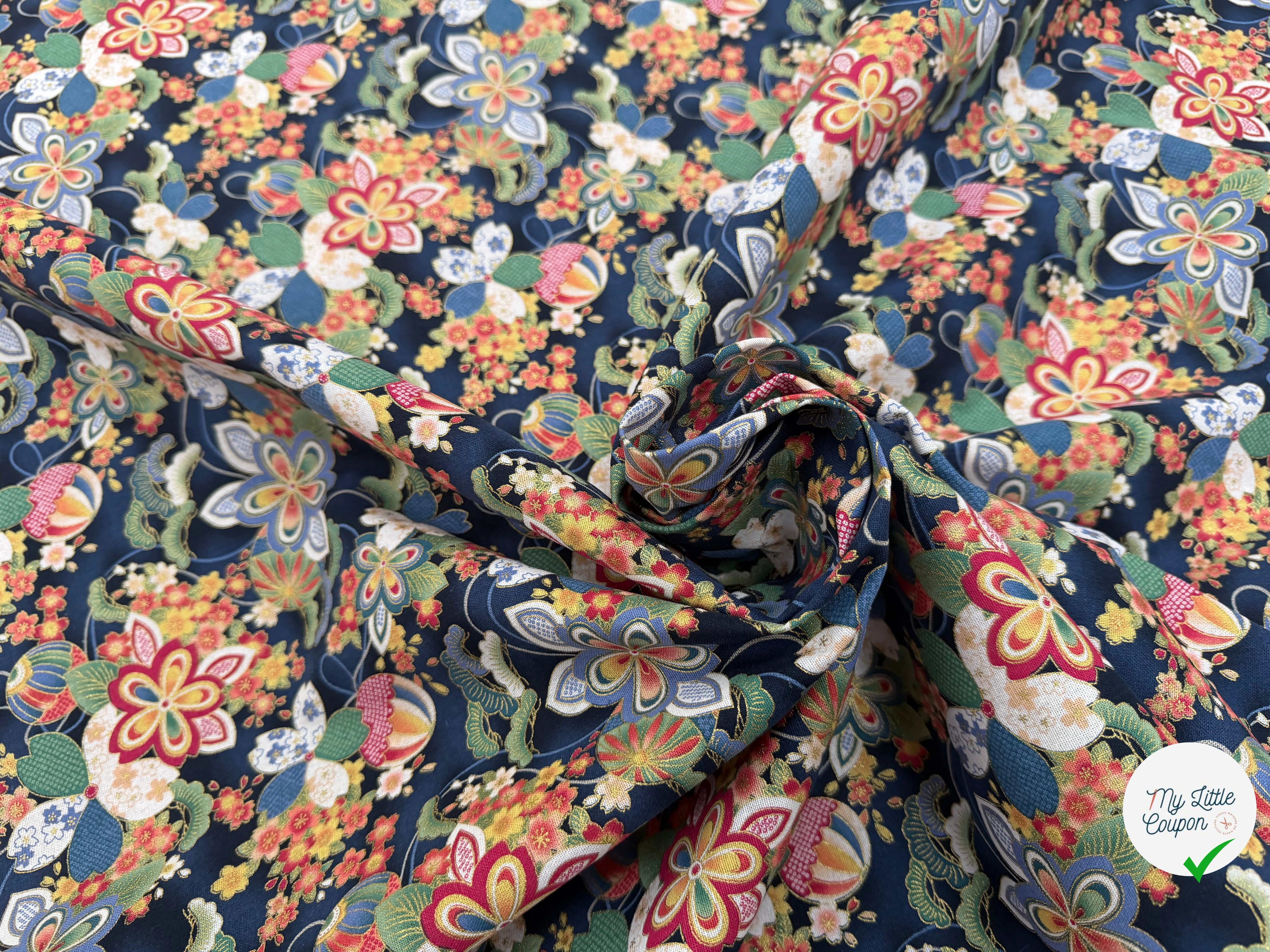 COTON IMPRIMÉ FOIL 13 BLEU NUIT 145 CM - My Little Coupon