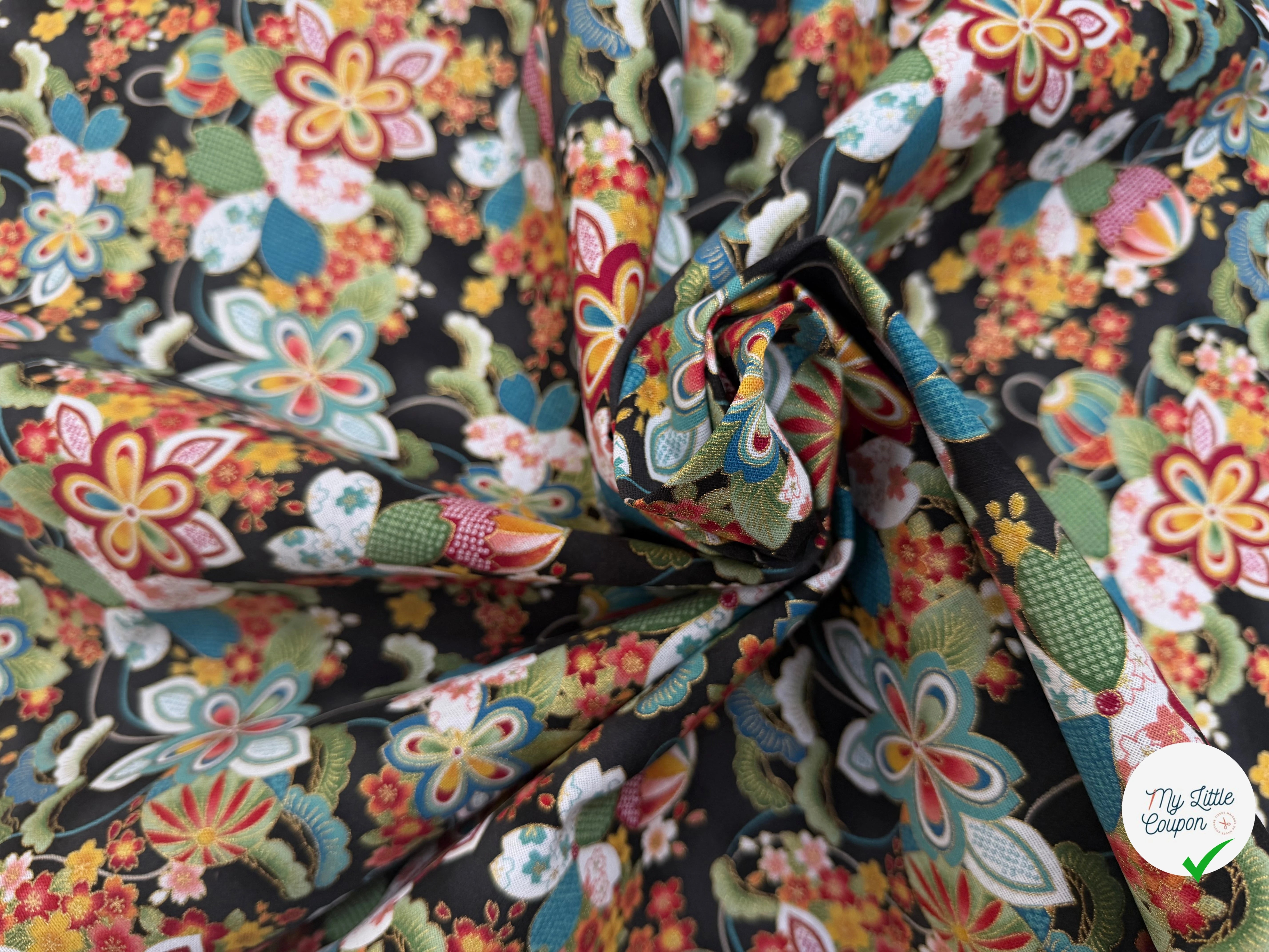 COTON IMPRIMÉ FOIL 15 NOIR 145 CM - My Little Coupon