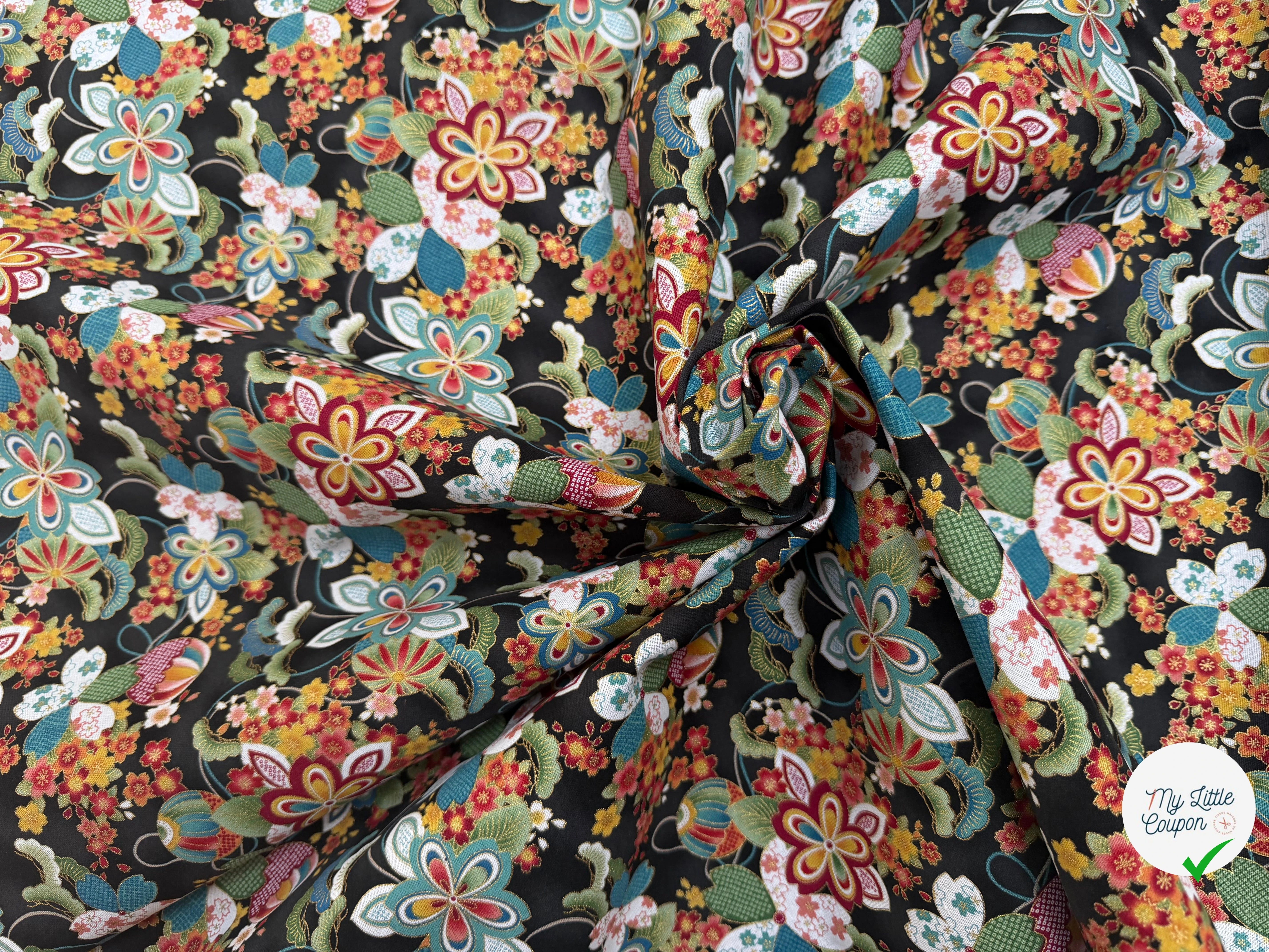 COTON IMPRIMÉ FOIL 15 NOIR 145 CM - My Little Coupon