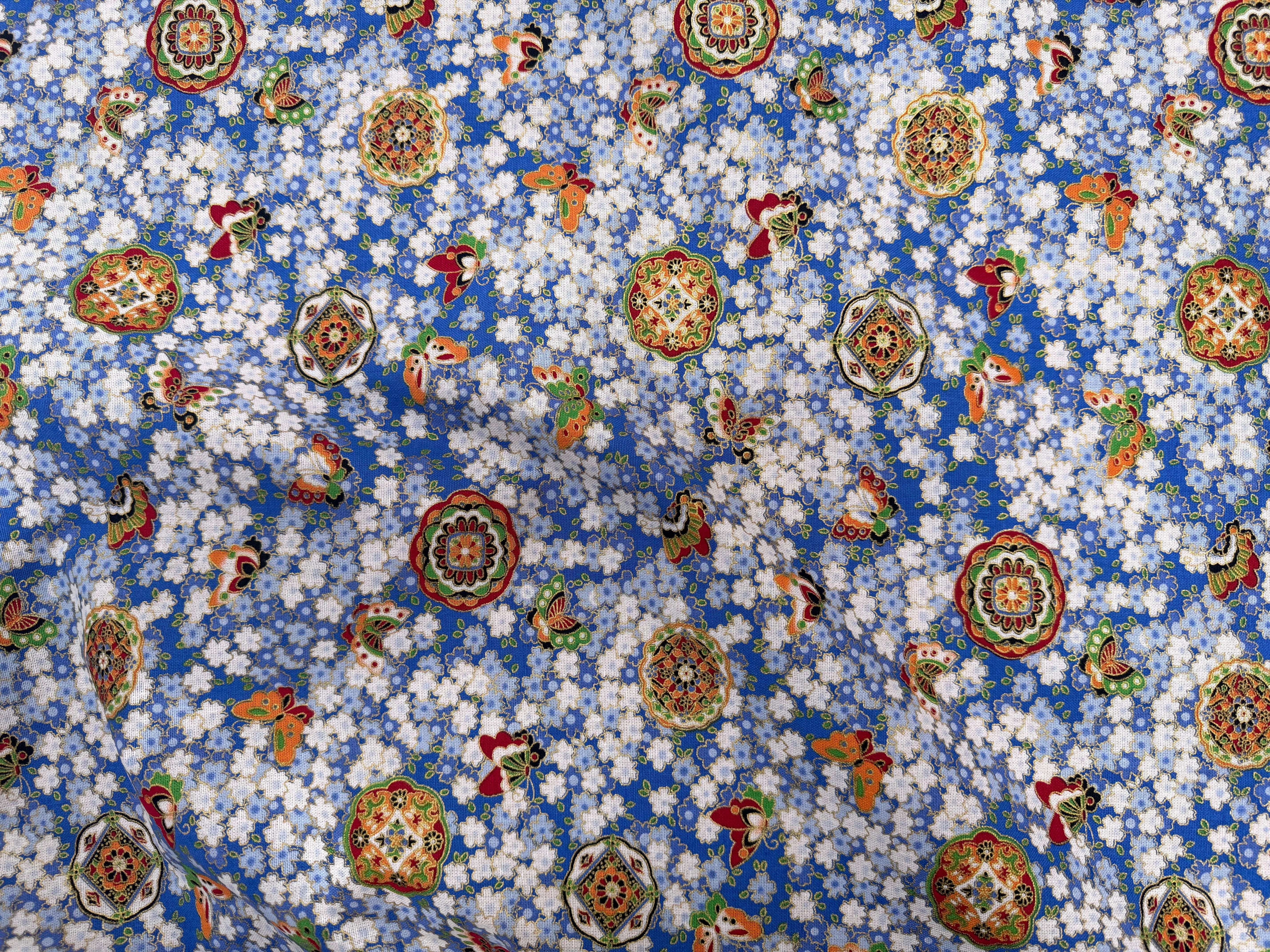 COTON IMPRIMÉ FOIL 16 BLEU 145 CM - My Little Coupon