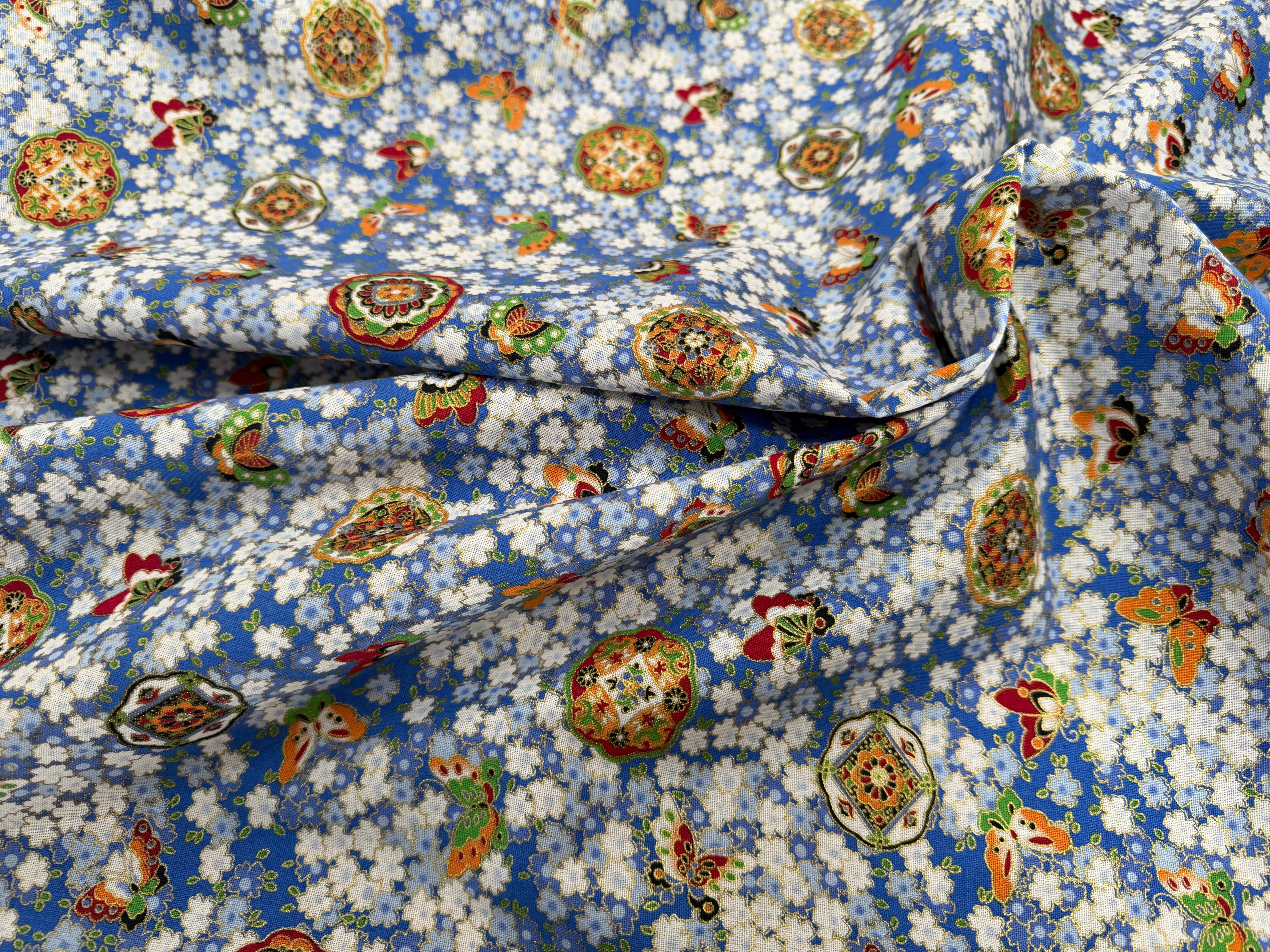 COTON IMPRIMÉ FOIL 16 BLEU 145 CM - My Little Coupon