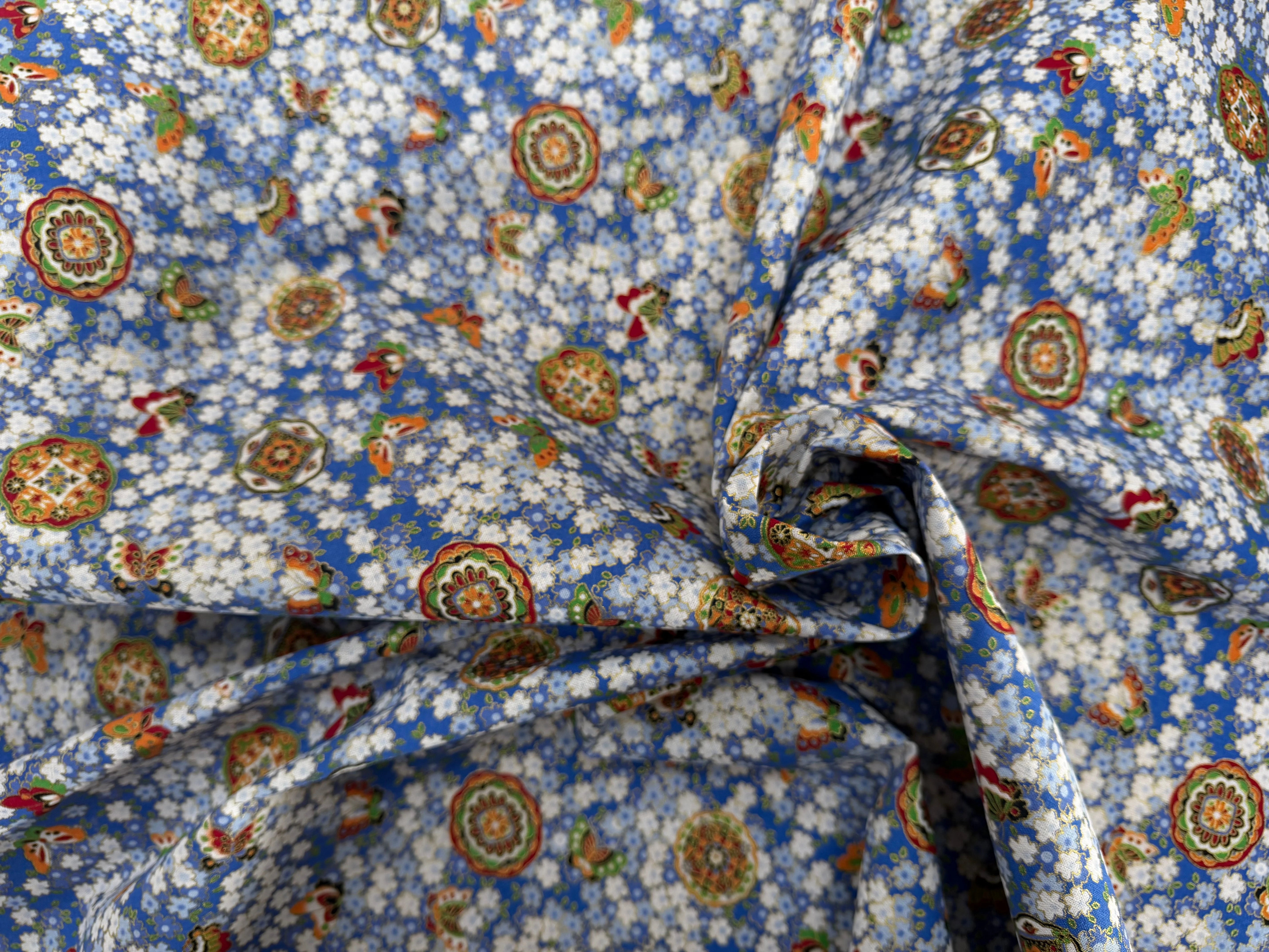 COTON IMPRIMÉ FOIL 16 BLEU 145 CM - My Little Coupon