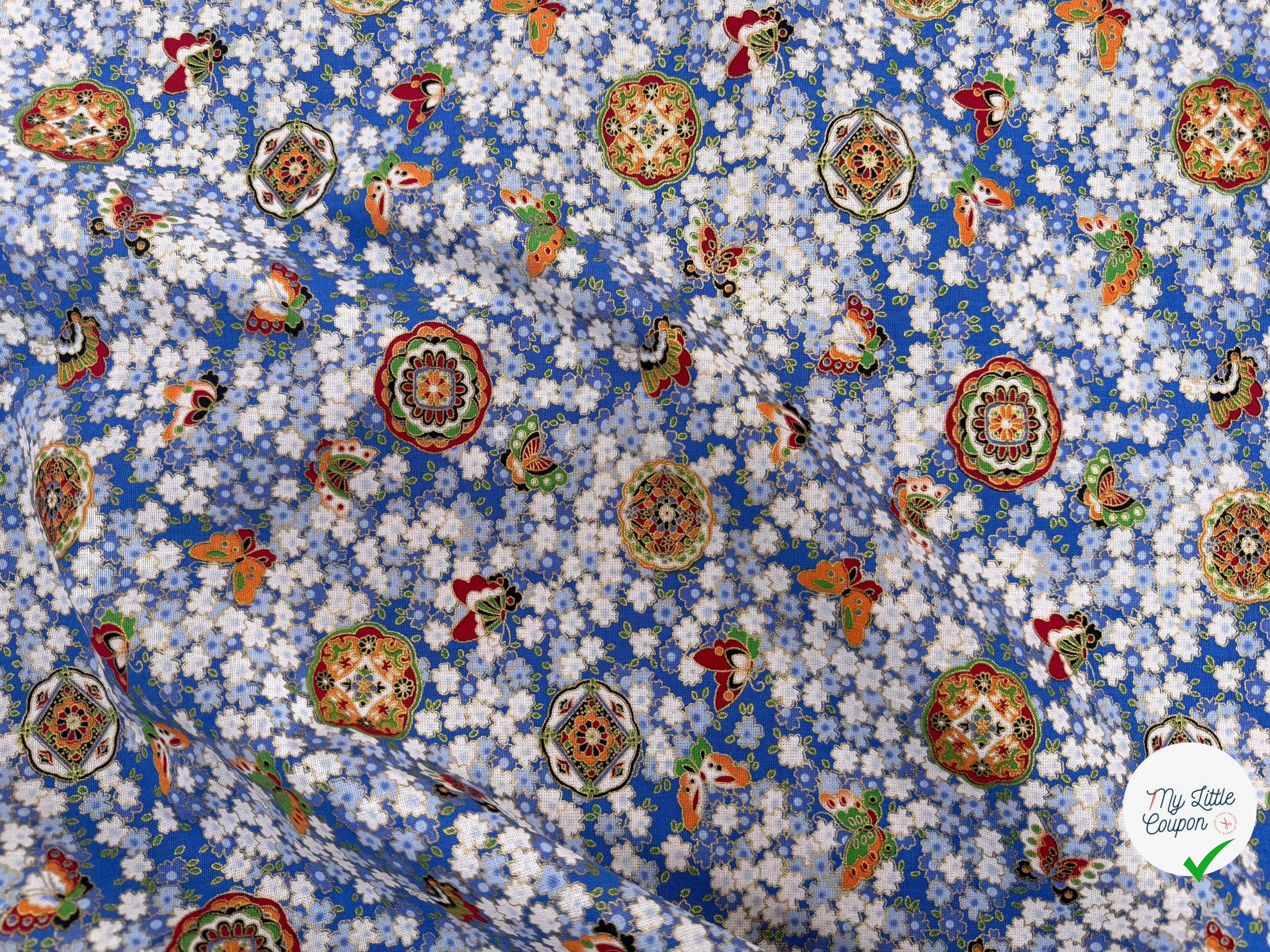COTON IMPRIMÉ FOIL 16 BLEU 145 CM - My Little Coupon