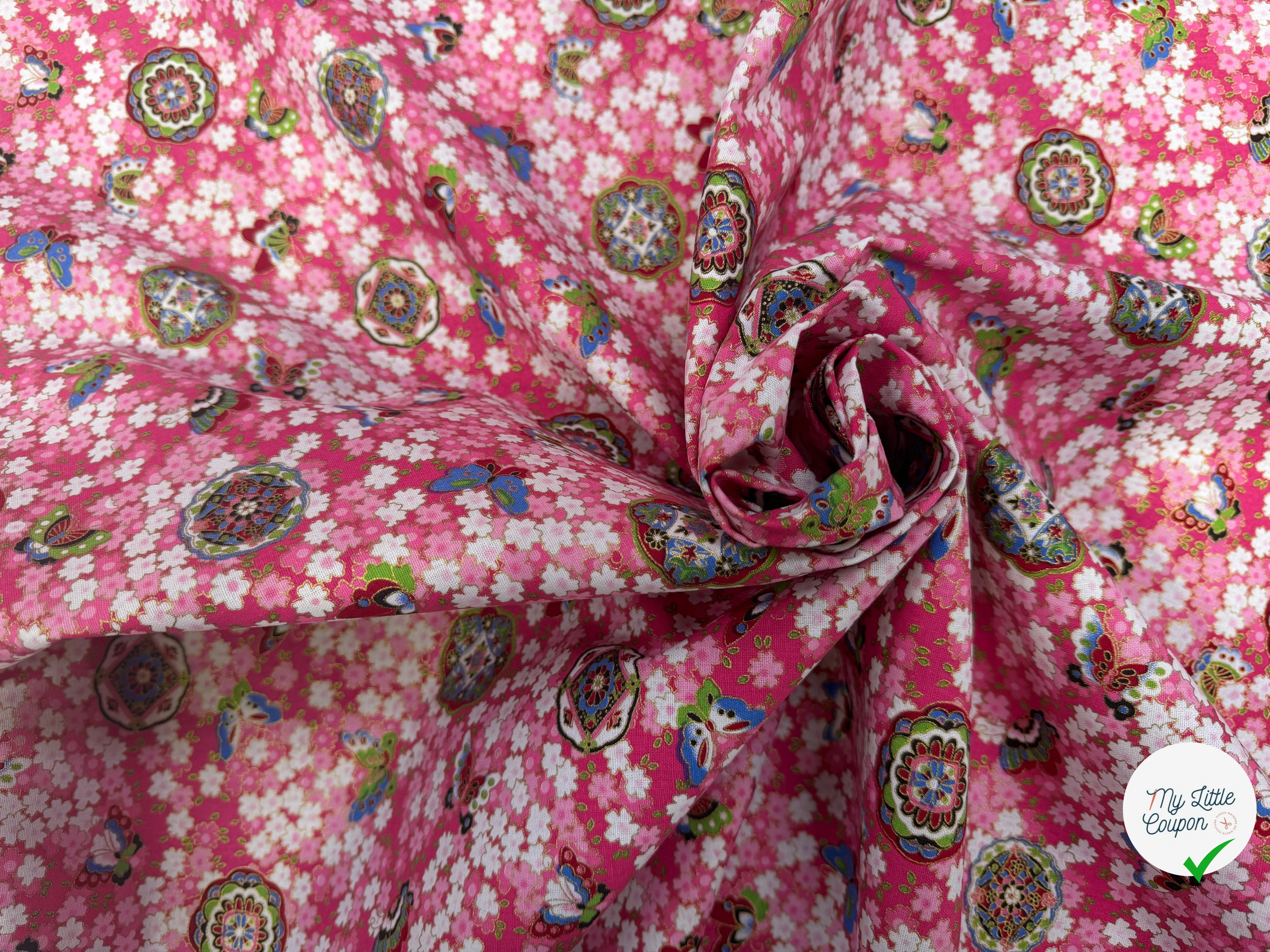 COTON IMPRIMÉ FOIL 18 ROSE 145 CM - My Little Coupon