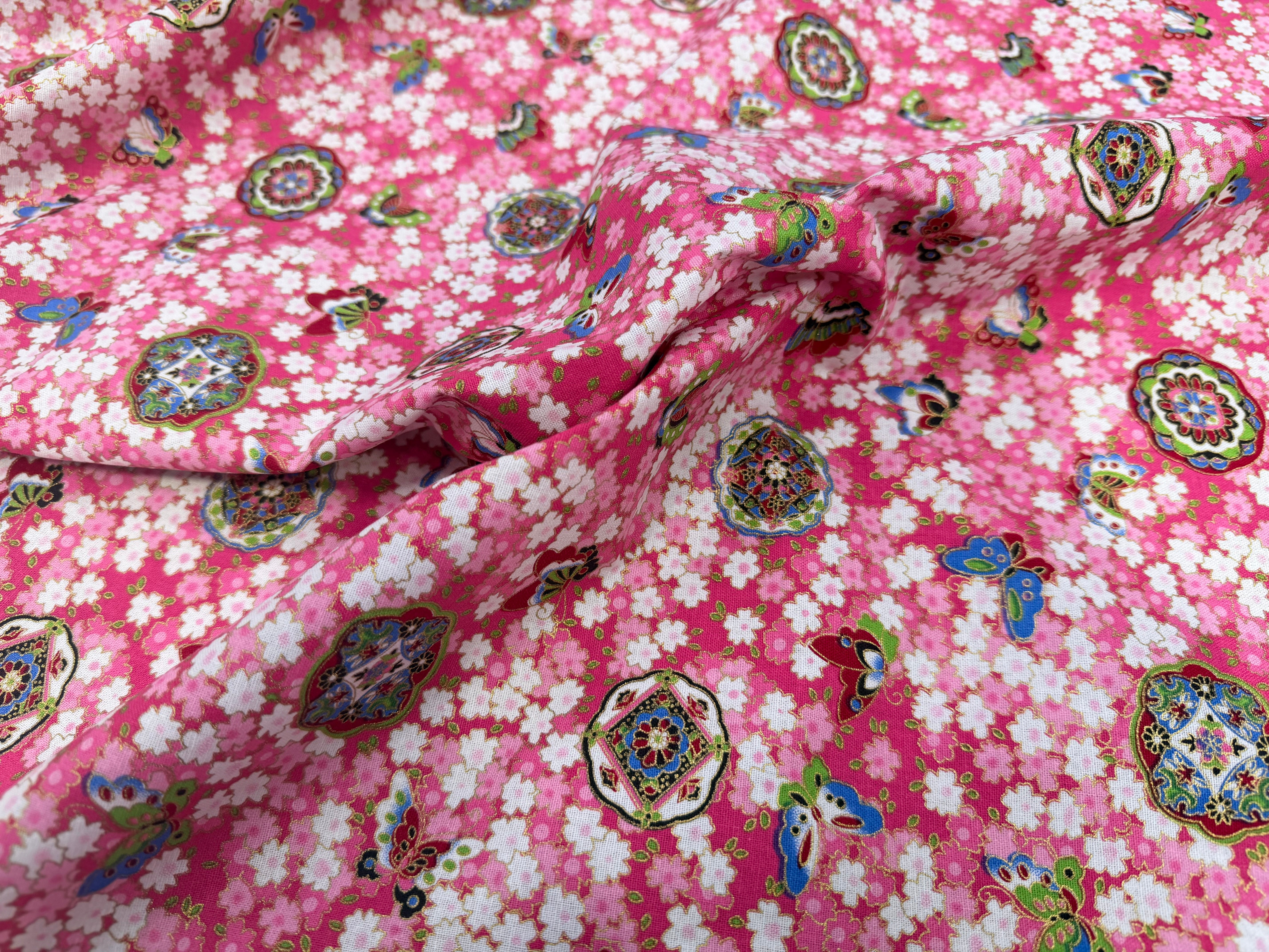 COTON IMPRIMÉ FOIL 18 ROSE 145 CM - My Little Coupon