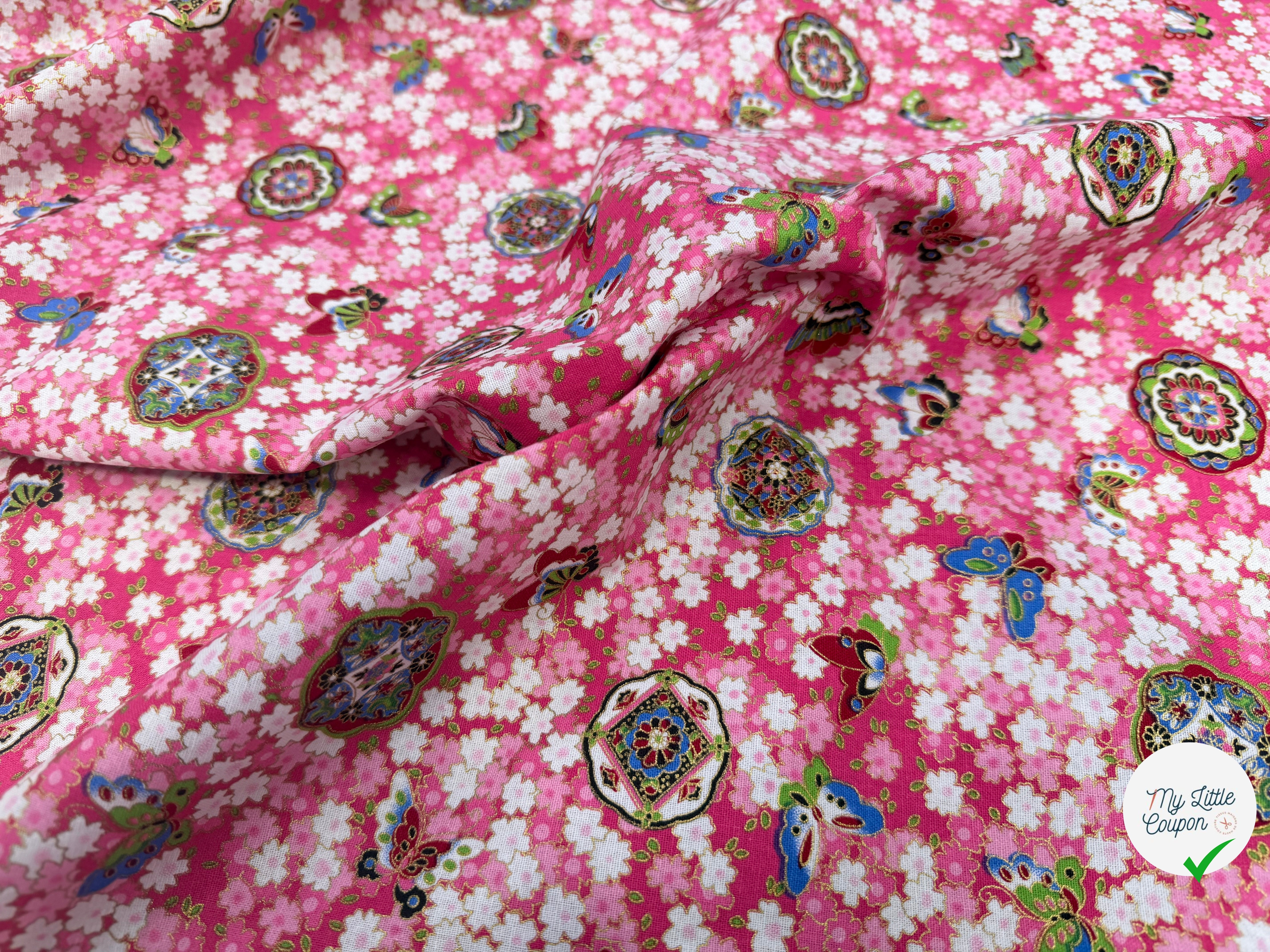COTON IMPRIMÉ FOIL 18 ROSE 145 CM - My Little Coupon