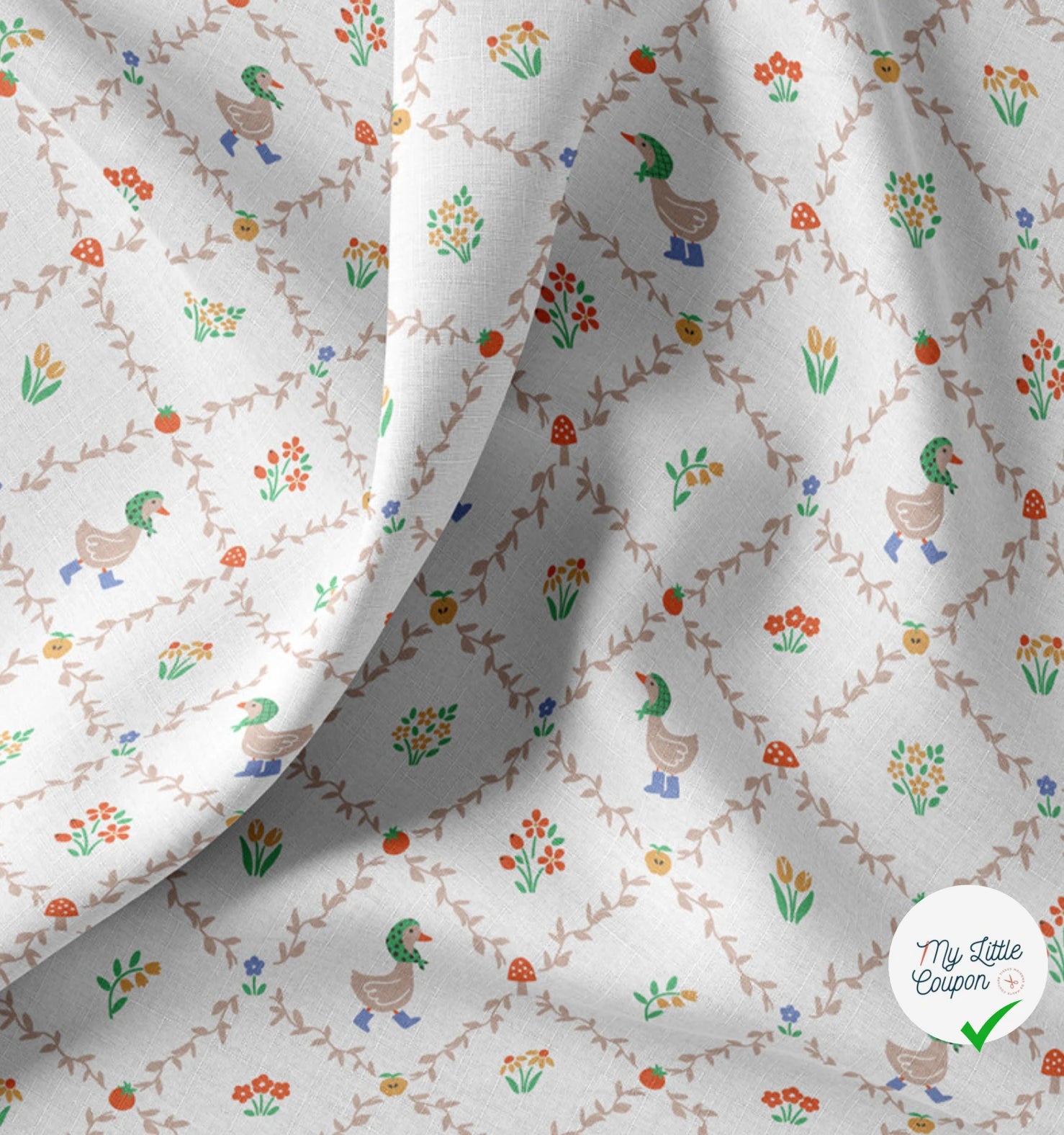 COTON IMPRIMÉ HAGA BLANC / ROUGE - My Little Coupon