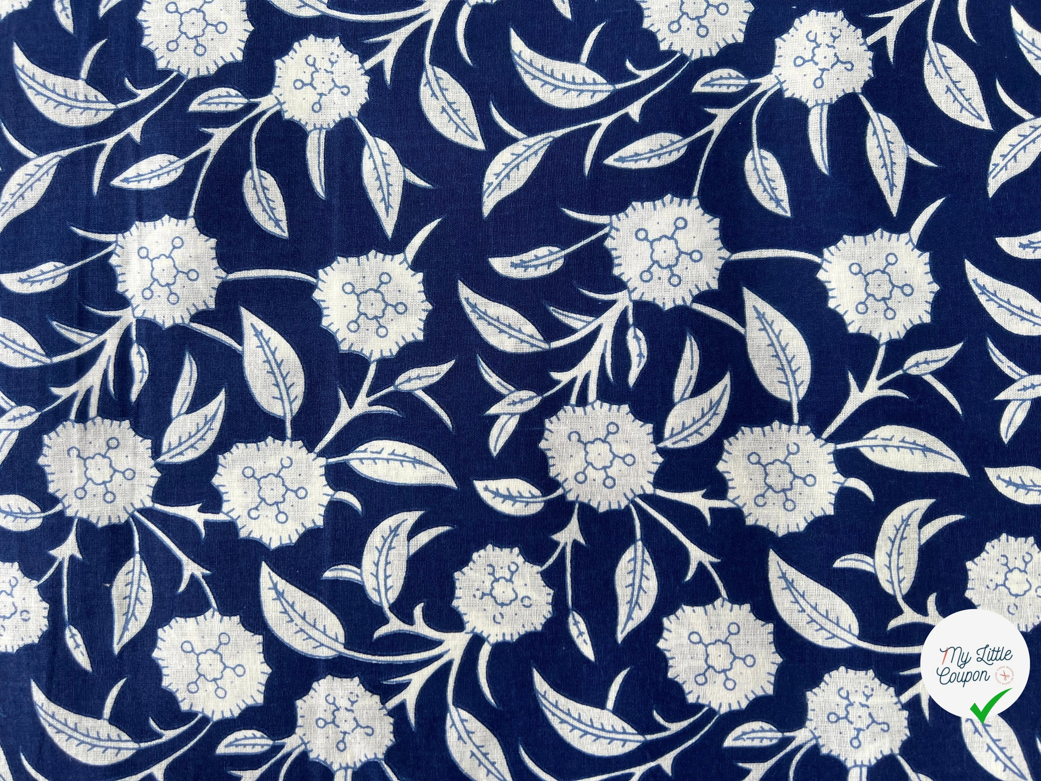COTON INDIEN TAJ-MAHAL 002 INDIGO LAIZE 110 - My Little Coupon