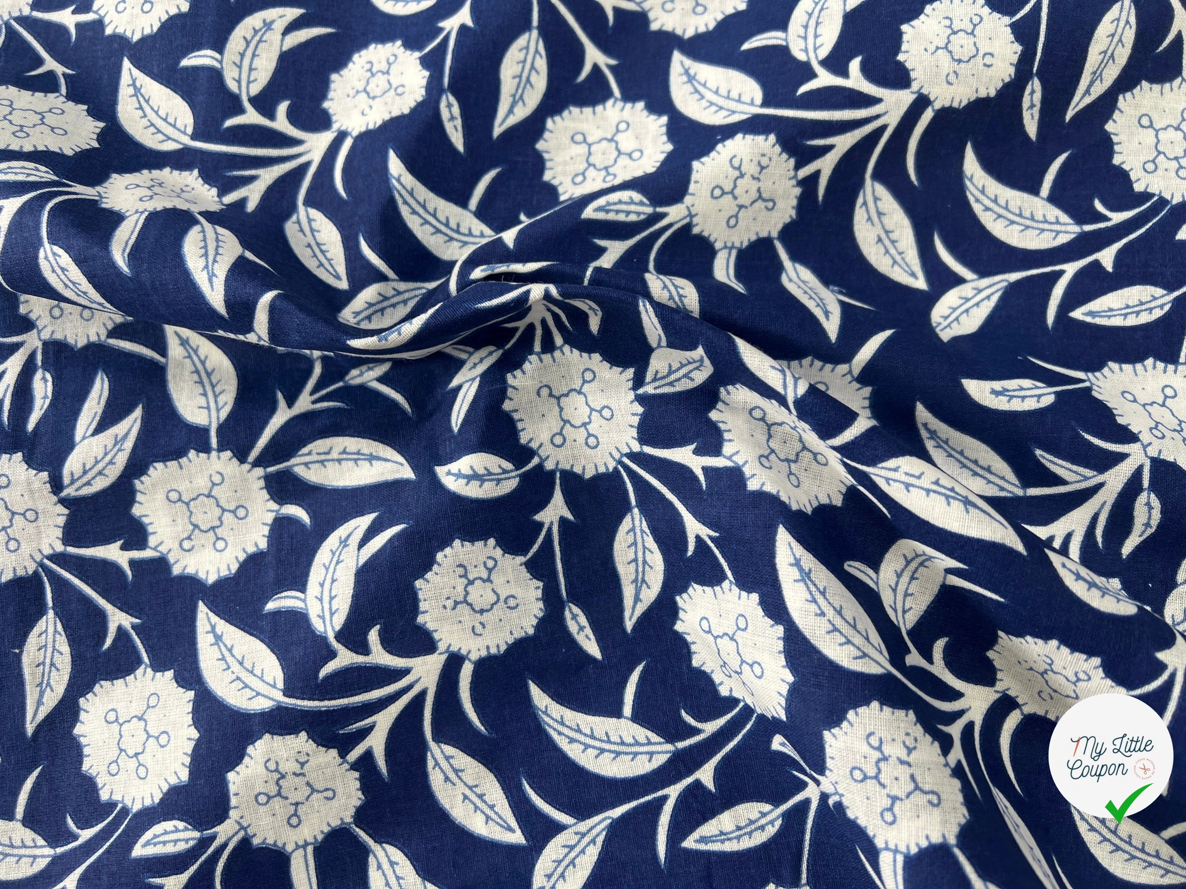 COTON INDIEN TAJ-MAHAL 002 INDIGO LAIZE 110 - My Little Coupon