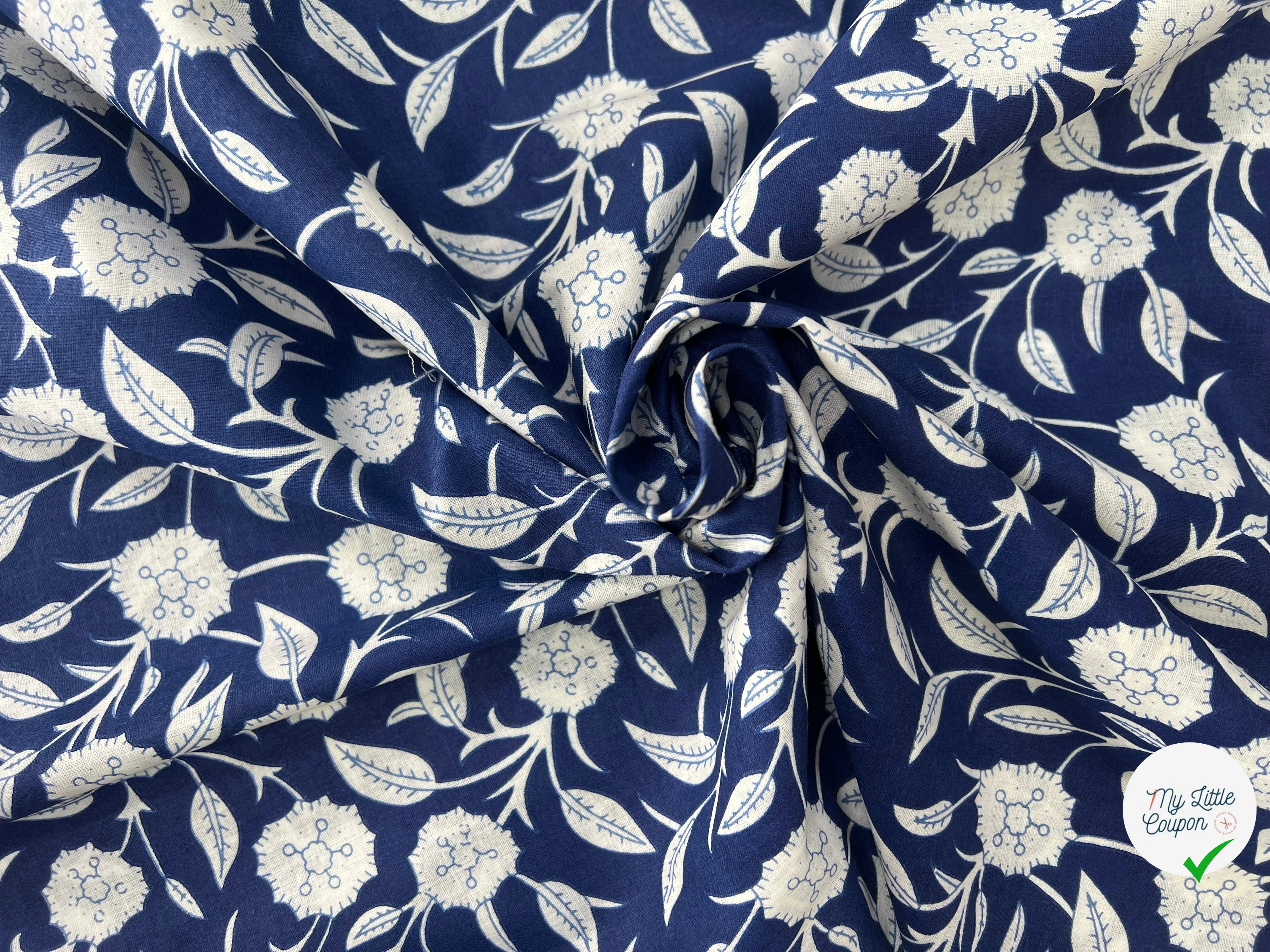 COTON INDIEN TAJ-MAHAL 002 INDIGO LAIZE 110 - My Little Coupon