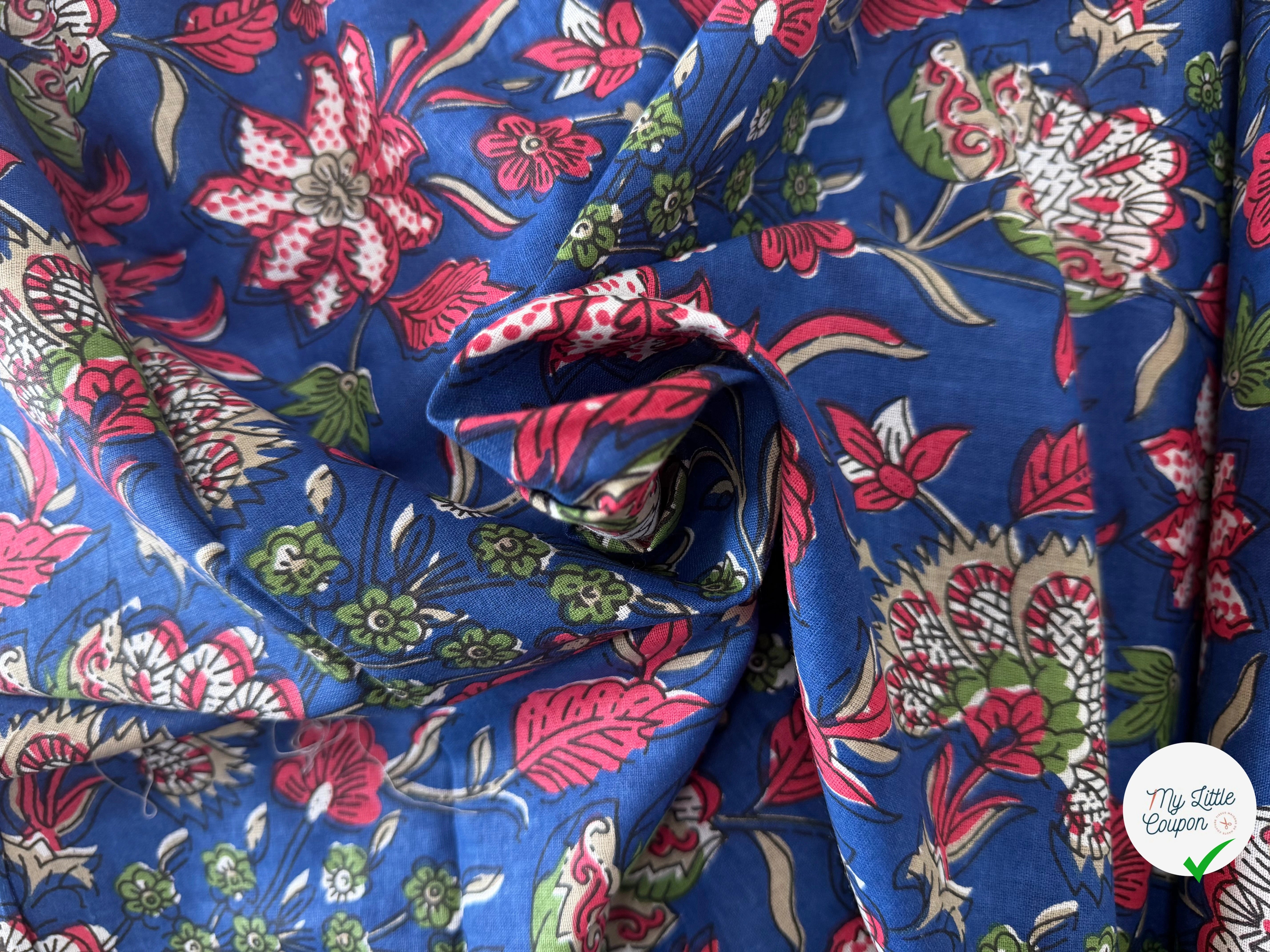 COTON INDIEN TAJ-MAHAL 006 BLEU LAIZE 110 - My Little Coupon