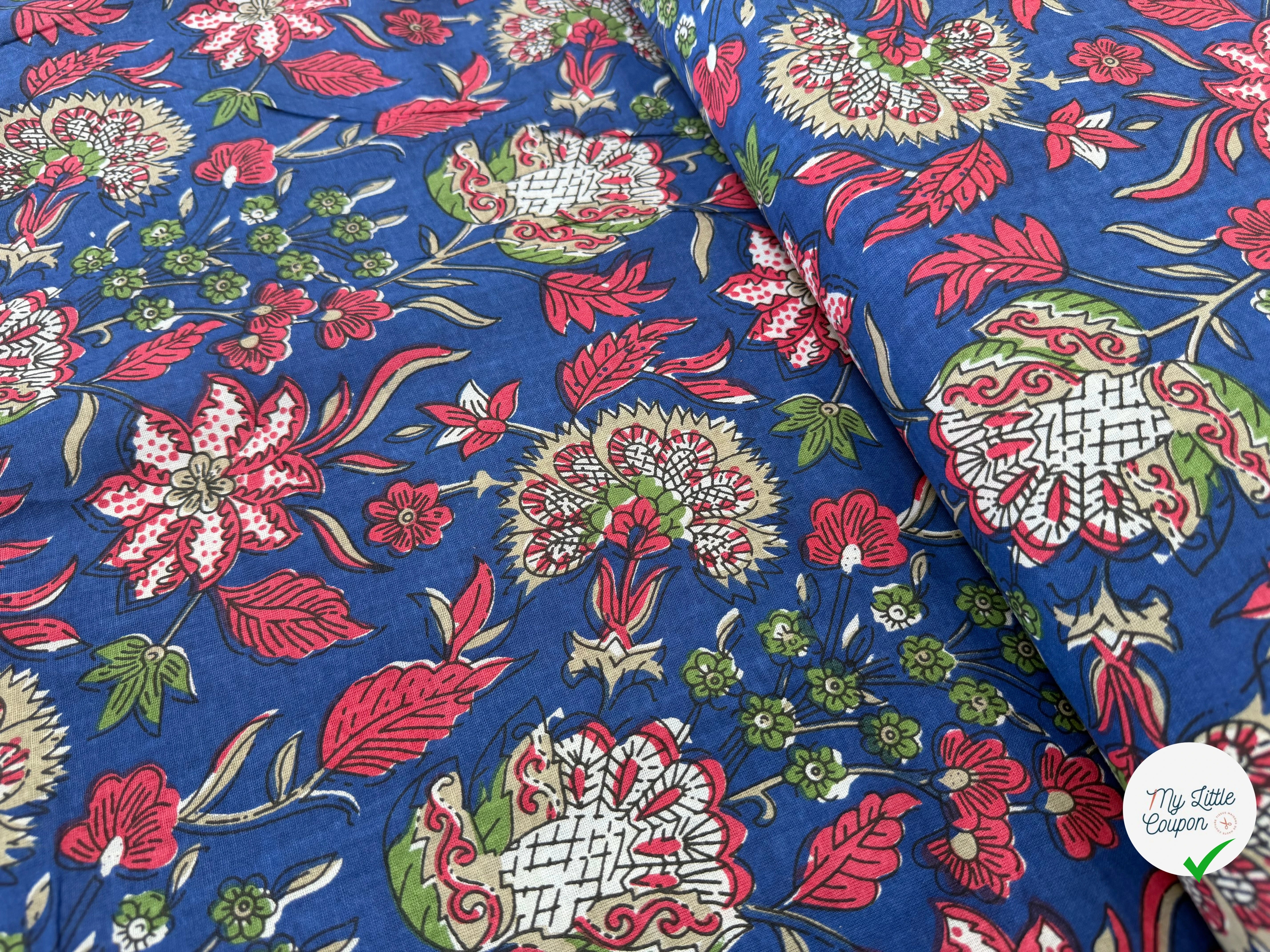 COTON INDIEN TAJ-MAHAL 006 BLEU LAIZE 110 - My Little Coupon