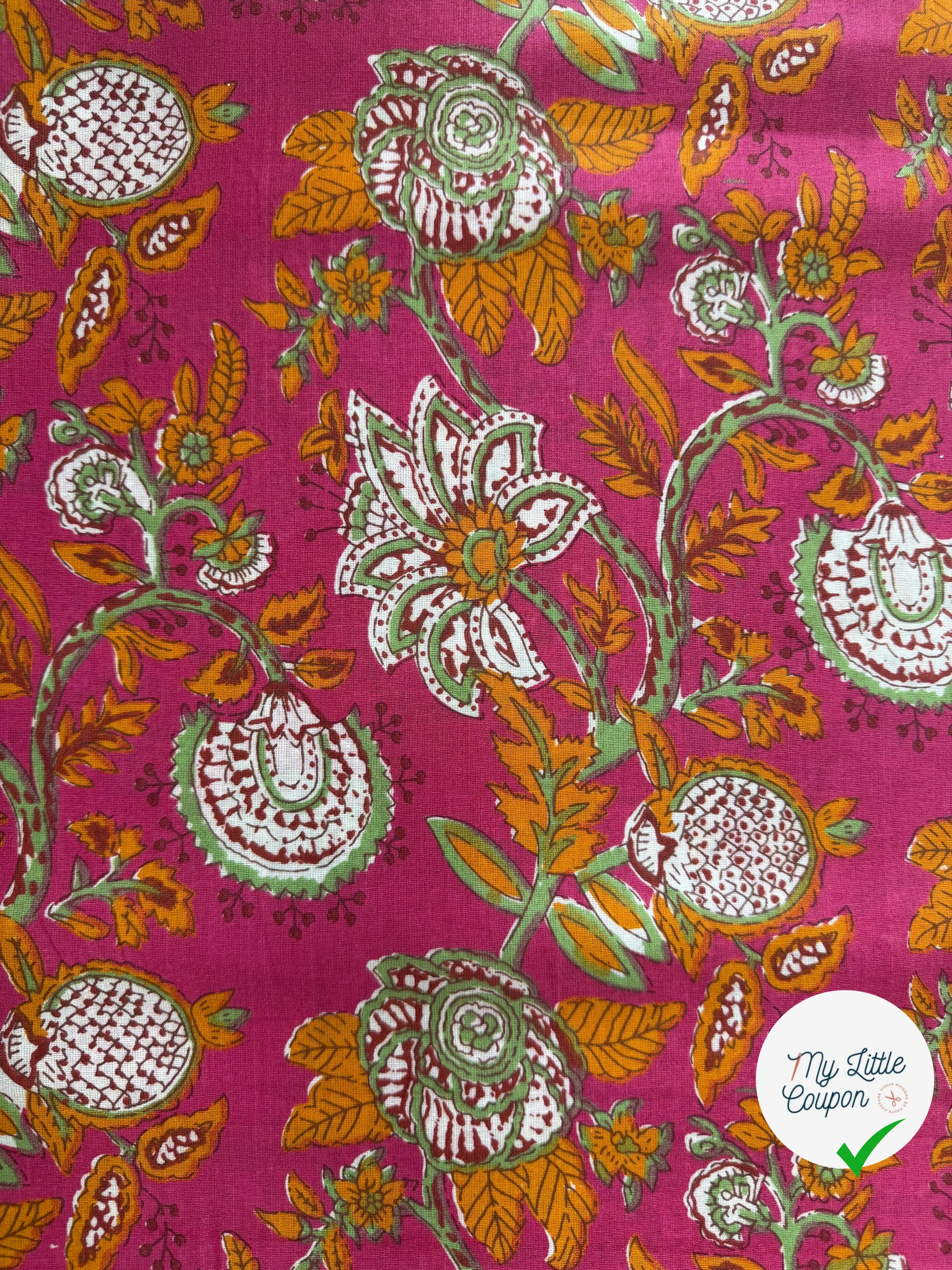COTON INDIEN TAJ-MAHAL 007 FUCHSIA LAIZE 110 - My Little Coupon