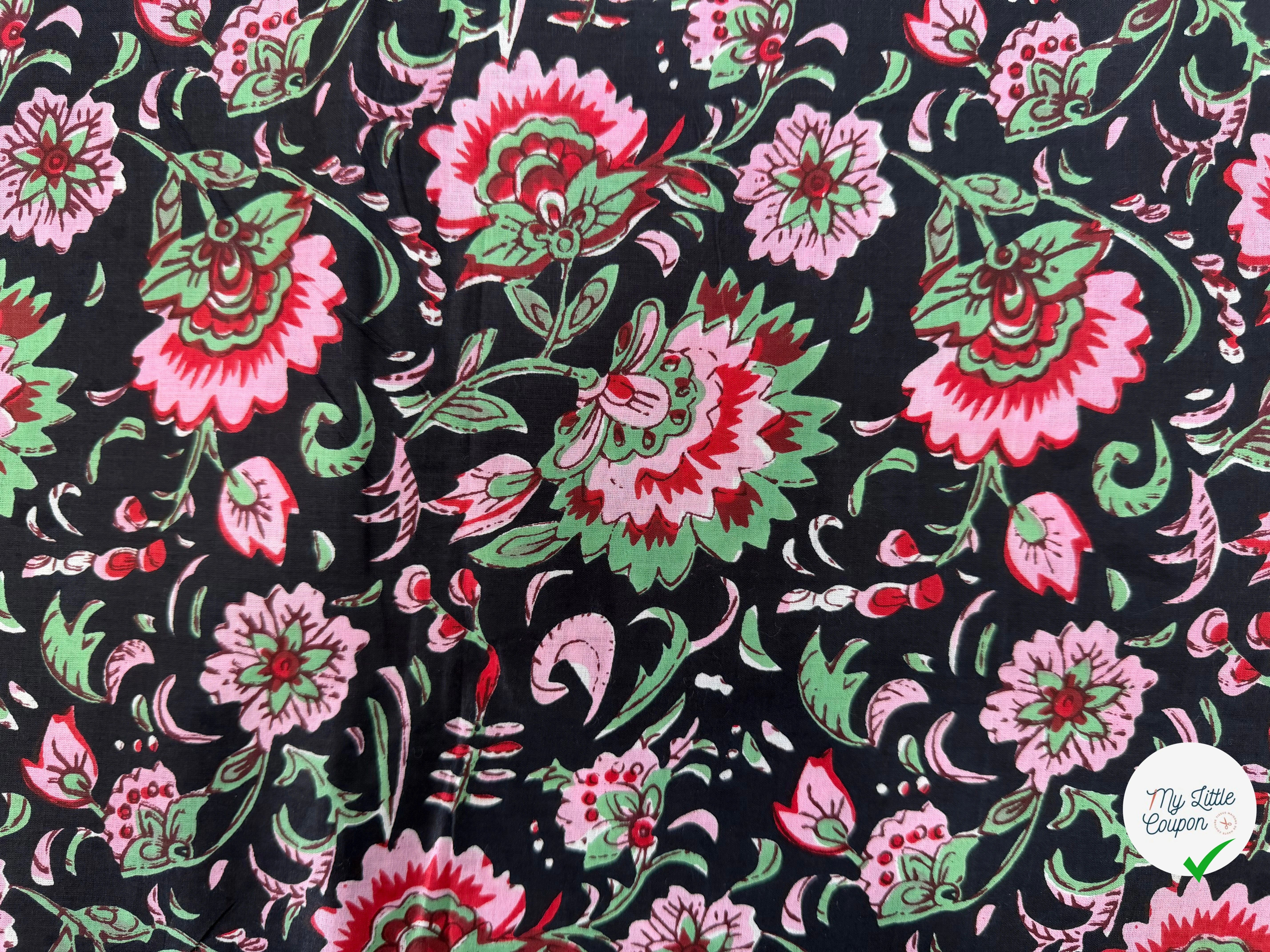 COTON INDIEN TAJ-MAHAL 008 NOIR LAIZE 110 - My Little Coupon