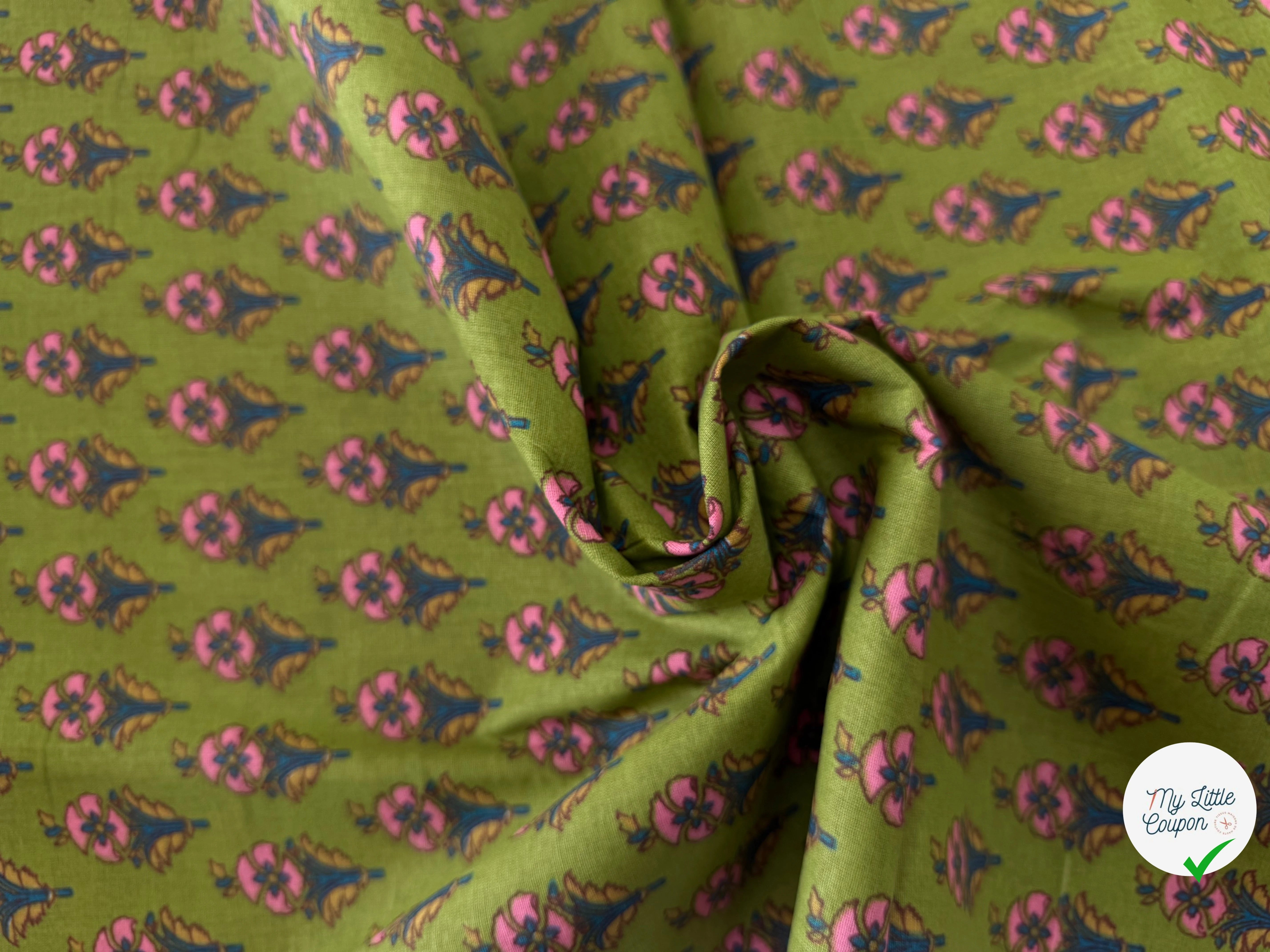 COTON INDIEN TAJ-MAHAL 012 VERT LAIZE 110 - My Little Coupon
